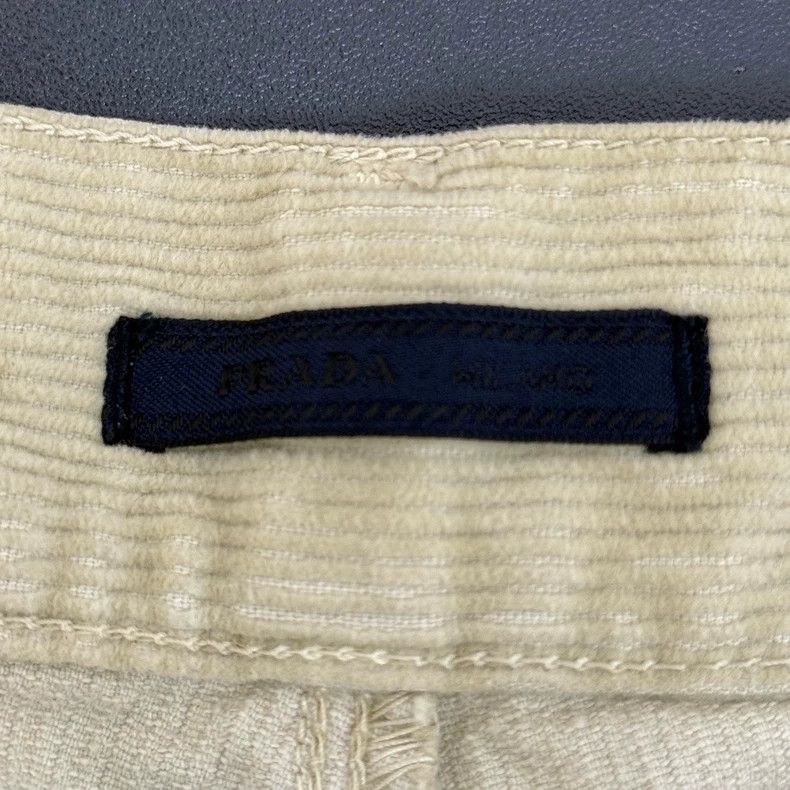 Prada Prada Khaki yellow leather label corduroy trousers 2502-Nex Size US 33 - 5 Thumbnail
