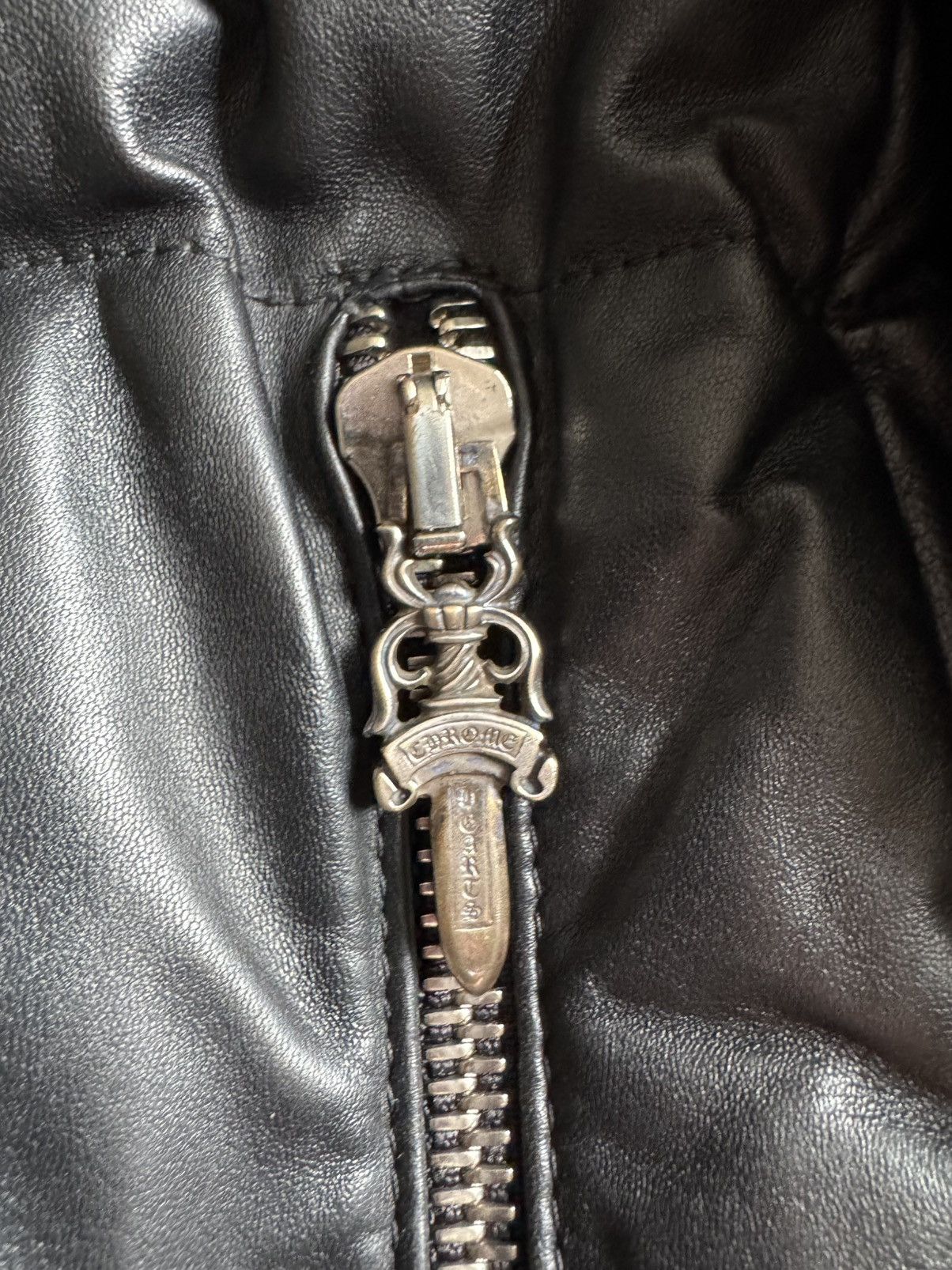 Chrome Hearts CHROME HEARTS Black Leather Down Jacket Size US L / EU 52-54 / 3 - 4 Thumbnail