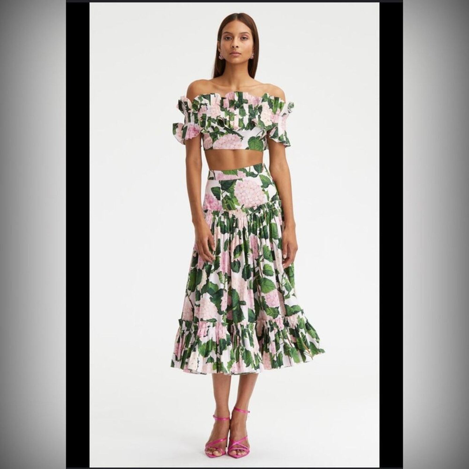 Oscar De La Renta Oscar de la Renta Off-Shoulder Floral Ruffle Detail Top 14 Size XL / US 12-14 / IT 48-50 - 5 Thumbnail