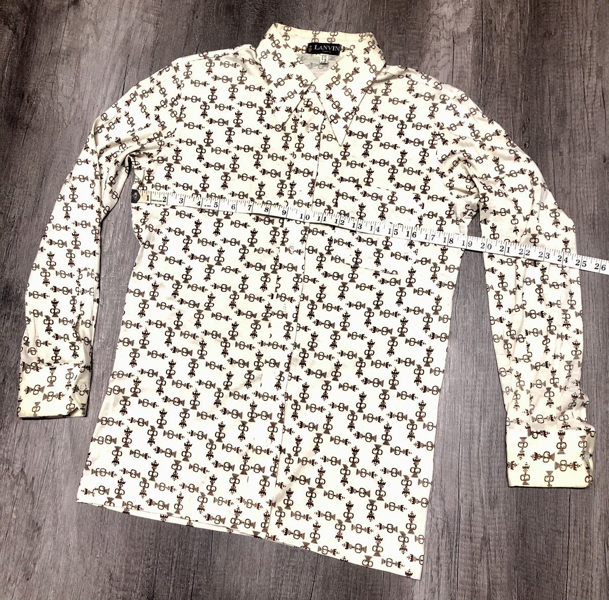 Designer × Lanvin × Vintage Vintage Lanvin Paris Monogram Button Up Long Sleeve Shirt Size US S / EU 44-46 / 1 - 2 Thumbnail