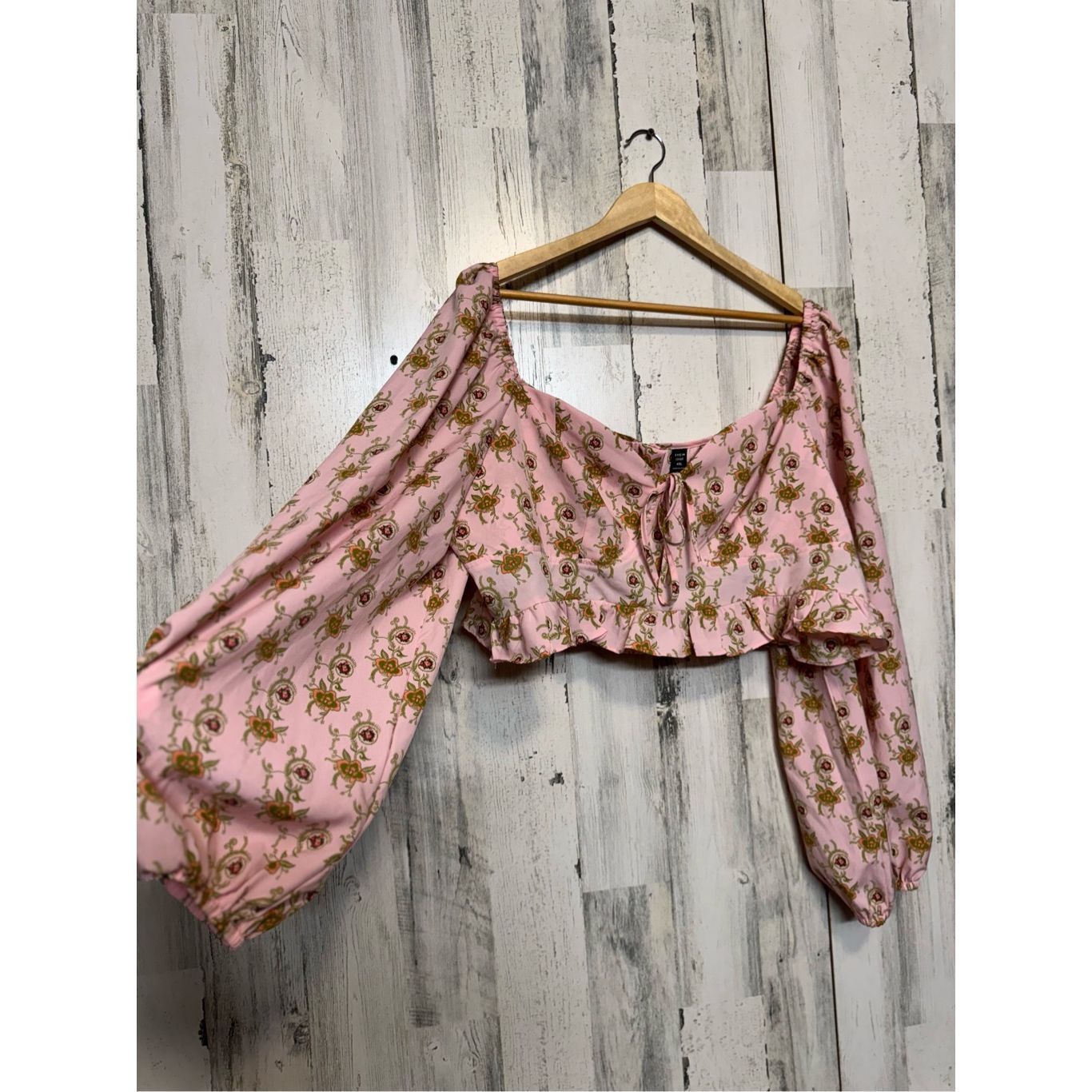 Other Curve Pink Floral Long Sleeve Crop Top 4XL – Puff Sleeve Boh Size 4XL / US 24-26 - 7 Thumbnail