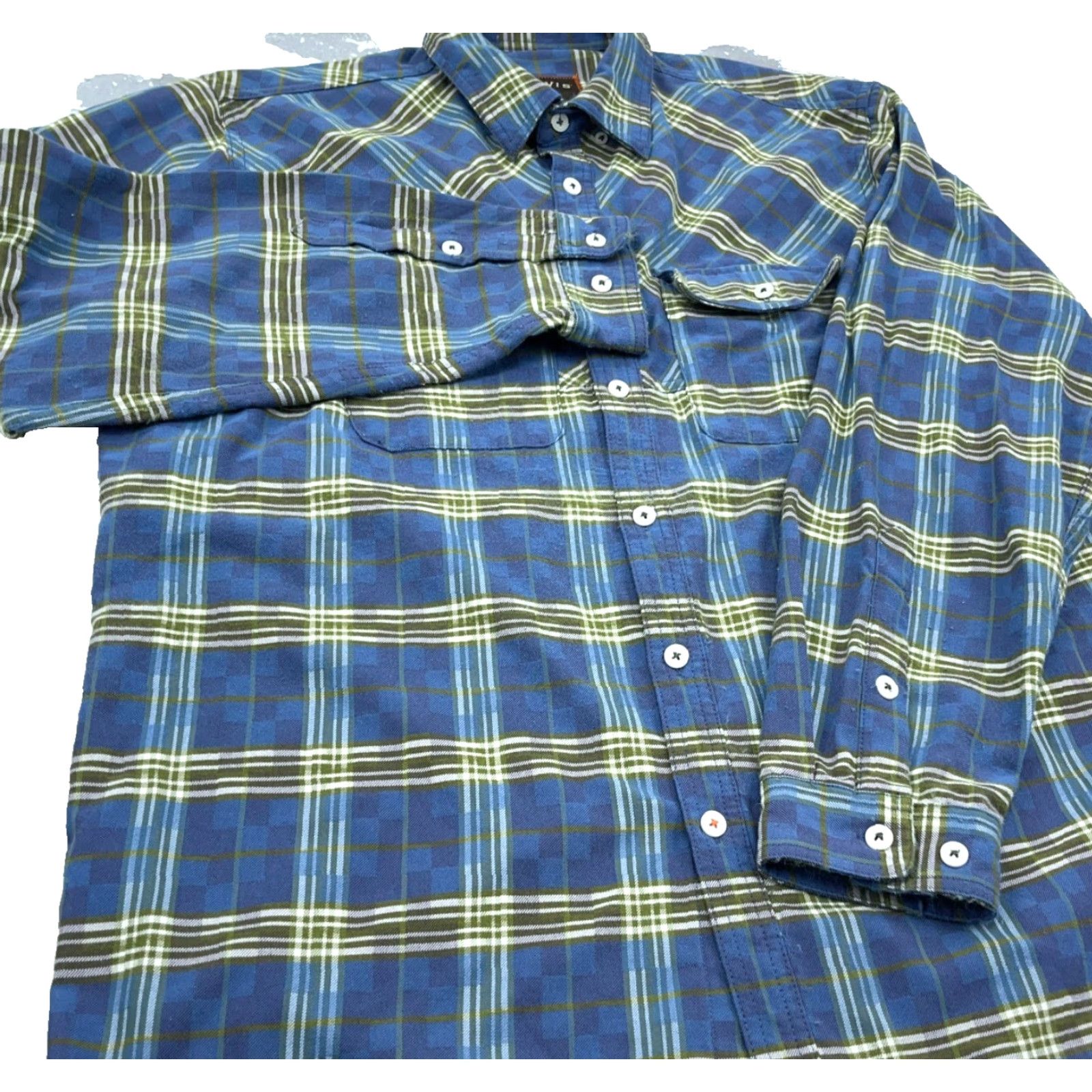 Orvis VINTAGE Orvis Flannel Shirt Men Large Blue Button Up Plaid Hiking Camp Outdoors Fishing Size US L / EU 52-54 / 3 - 4 Thumbnail