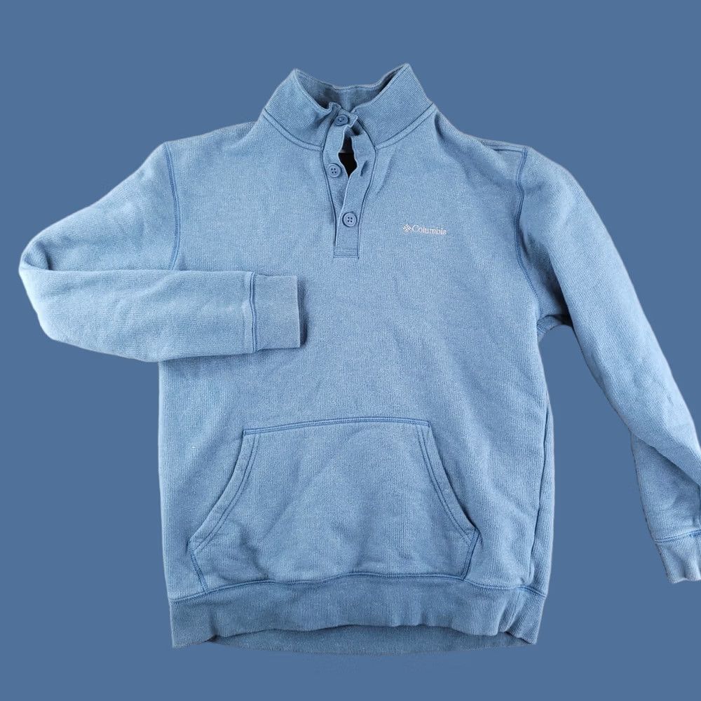 Vintage Columbia Sweatshirt Mens Large Blue Henley Knit Pullover Sweater Size US L / EU 52-54 / 3 - 1 Thumbnail