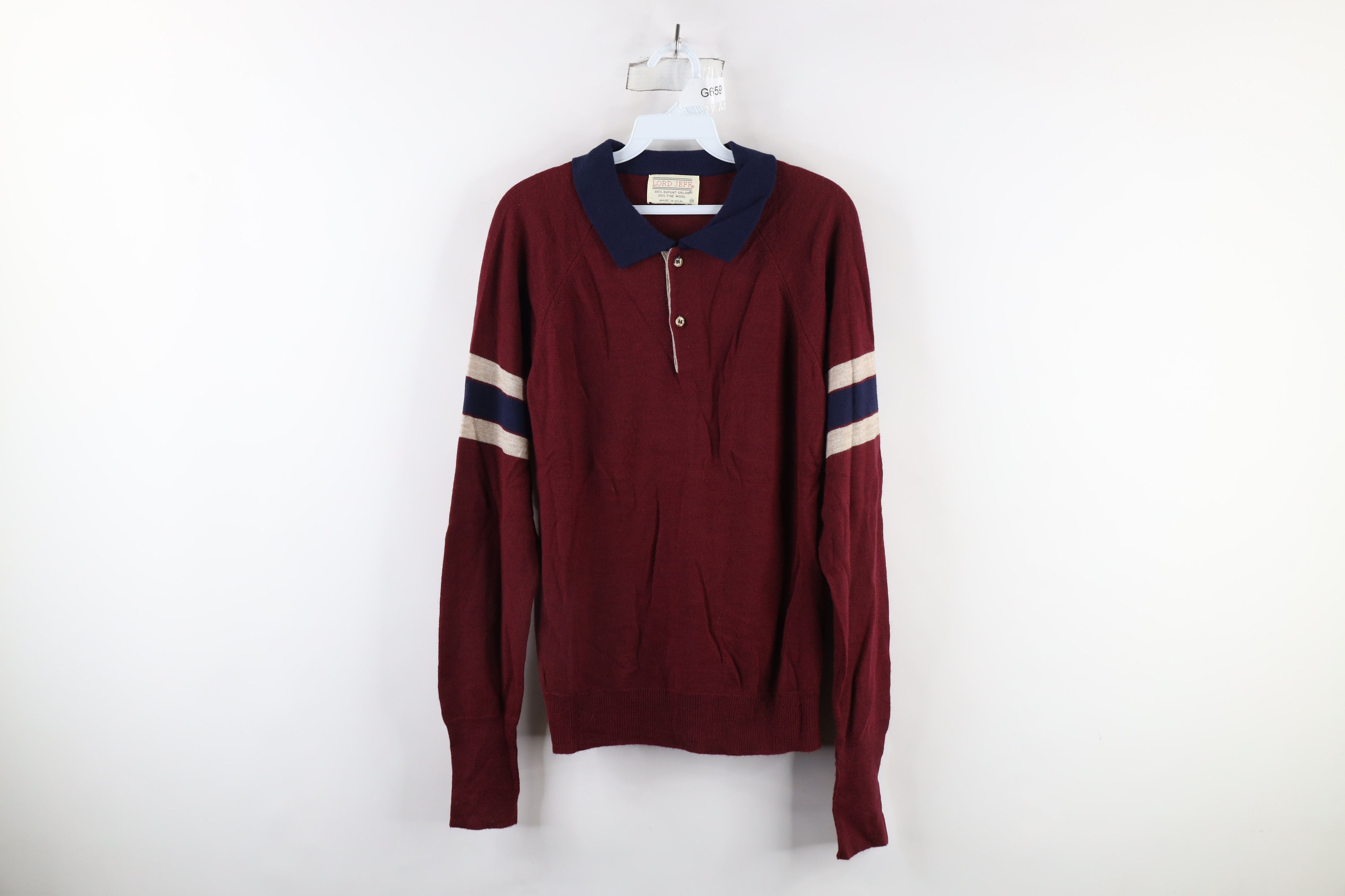 Vintage 60s 70s Streetwear Blend Knit Collared Sweater USA