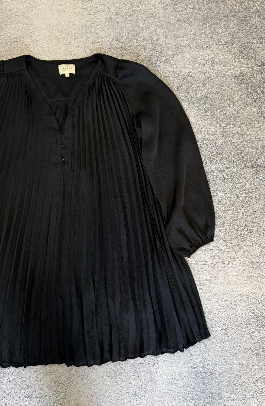 Sezane Sezane Selita Dress Black Pleated Mini Balloon Sleeve FR38 M Size S / US 4 / IT 40 - 7 Thumbnail