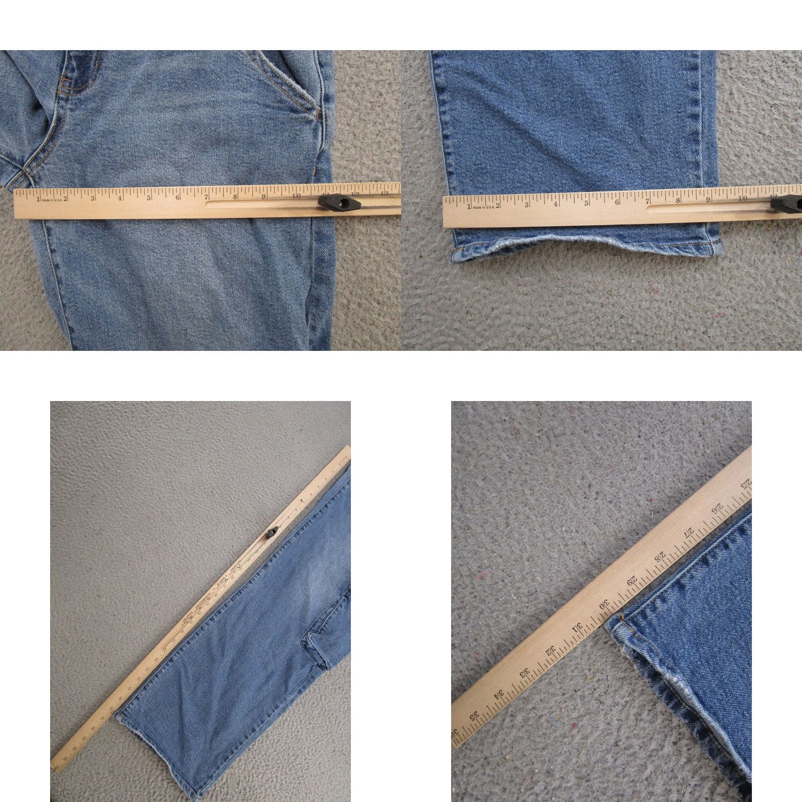 Denime So Womens Blue Stretch Denim Wide Leg Cargo Jeans Juniors Size 11 Baggy Womens Size 32" / US 10 / IT 46 - 8 Thumbnail