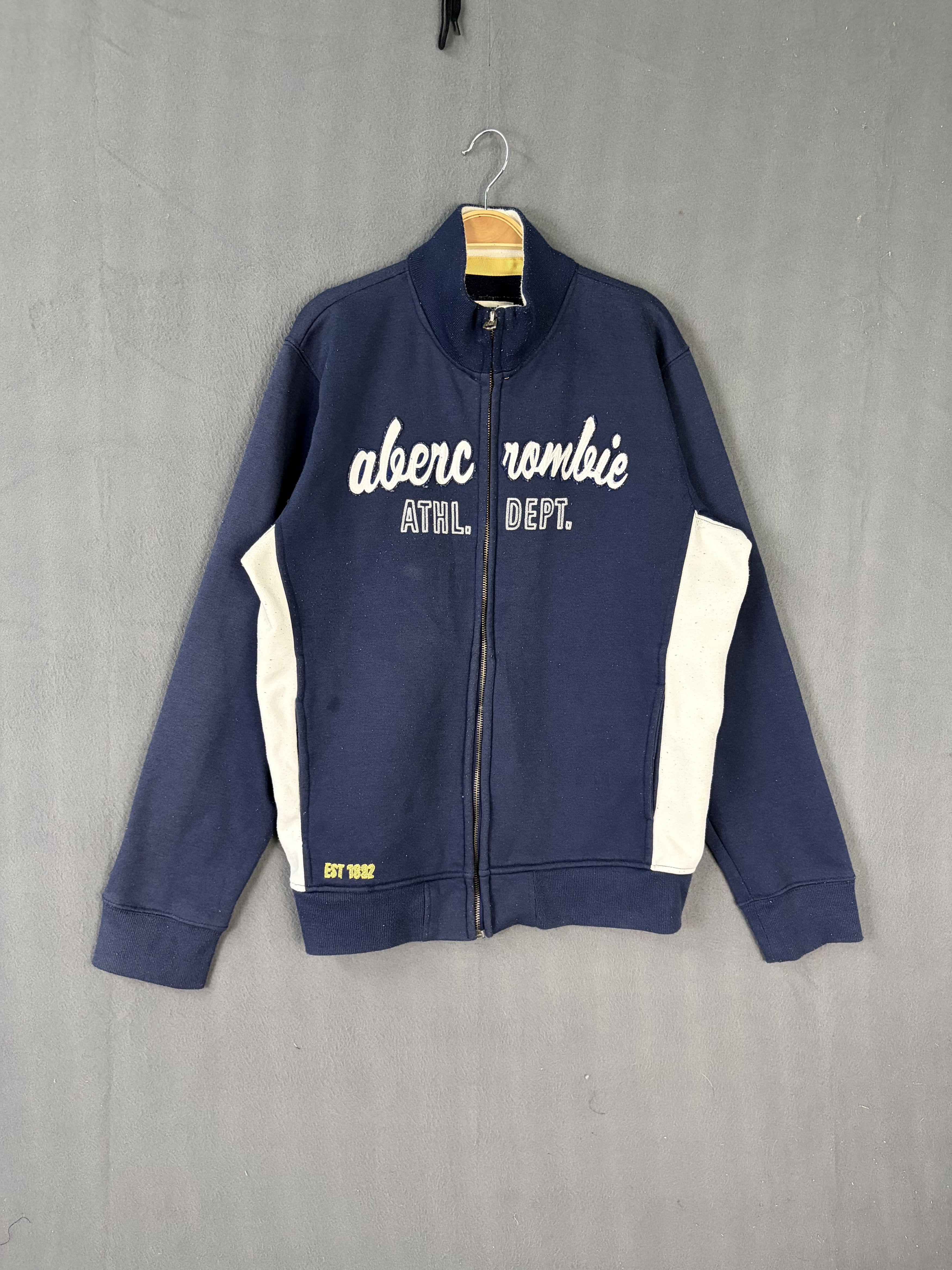 Abercrombie & Fitch Abercrombie Navy Blue Track Jacket Cotton-Blend Size US XL / EU 56 / 4 - 1 Thumbnail