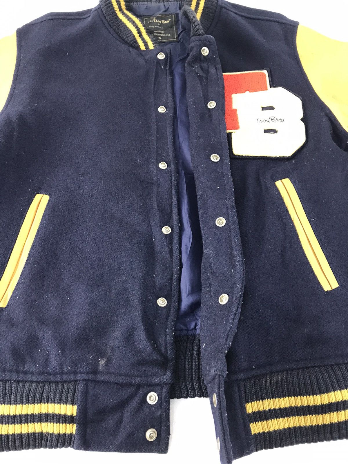 Leather 90s Troy Bros California Varsity Jacket Leather Sleeve Size US S / EU 44-46 / 1 - 4 Thumbnail