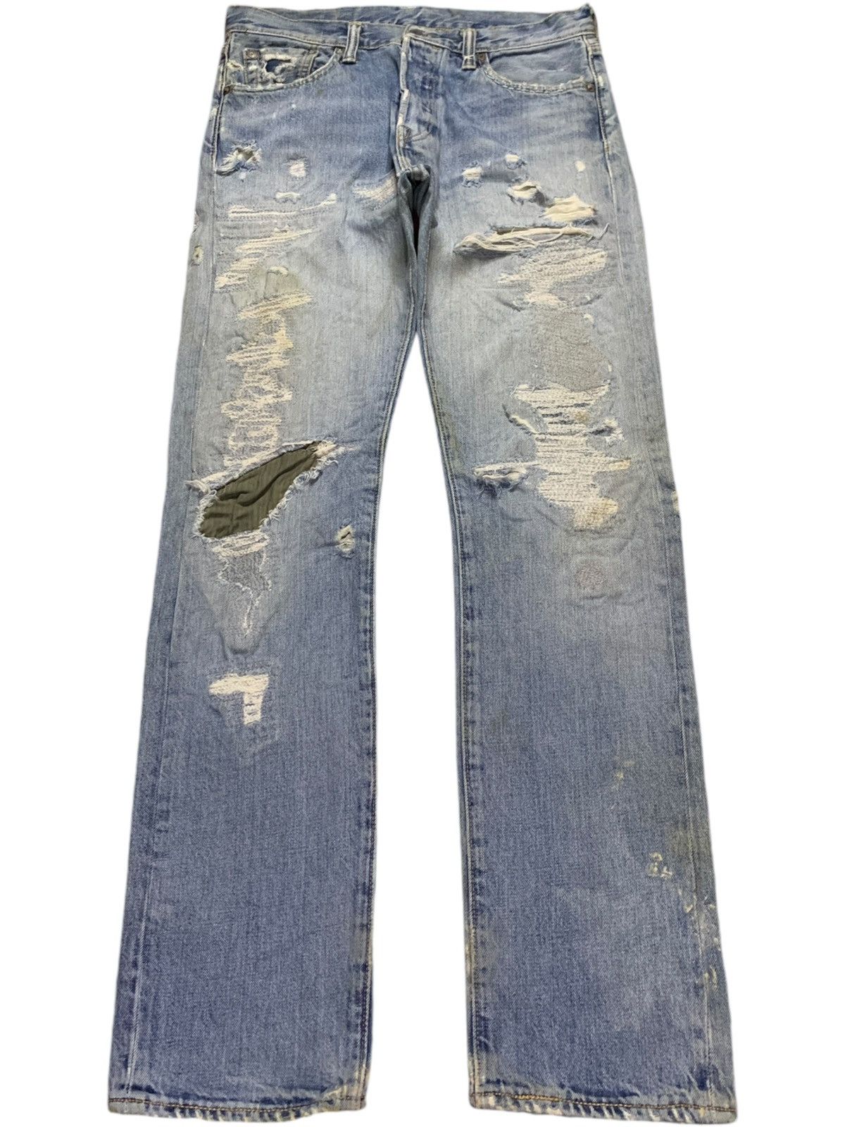 Levi's Vintage Levis 501 Mud Wash Distressed Patched Jeans Size US 31 - 1 Thumbnail