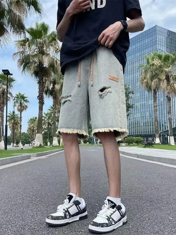Japanese Brand Retro fringed ripped denim shorts Size US 32 / EU 48 - 2 Thumbnail