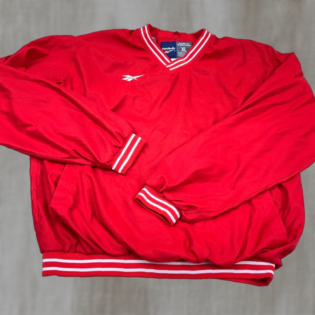 Reebok VINTAGE Reebok Jacket Men XL Red White Pullover Windbreaker Lined Warm Up Track Size US XL / EU 56 / 4 - 1 Thumbnail