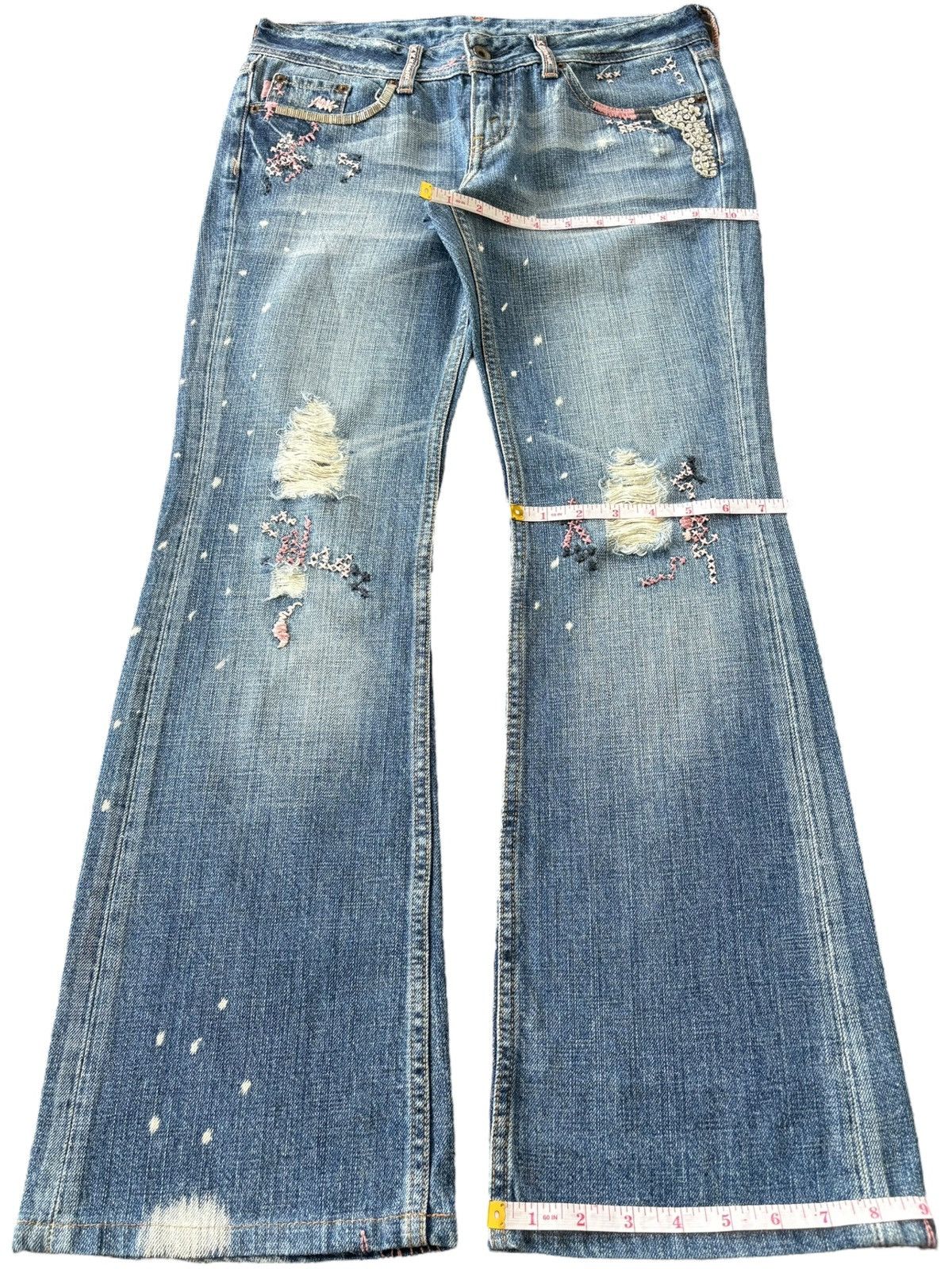 Levi's Vintage 90s Levis 553 Flare Rare Design Distressed Jeans Size 32" / US 10 / IT 46 - 12 Thumbnail
