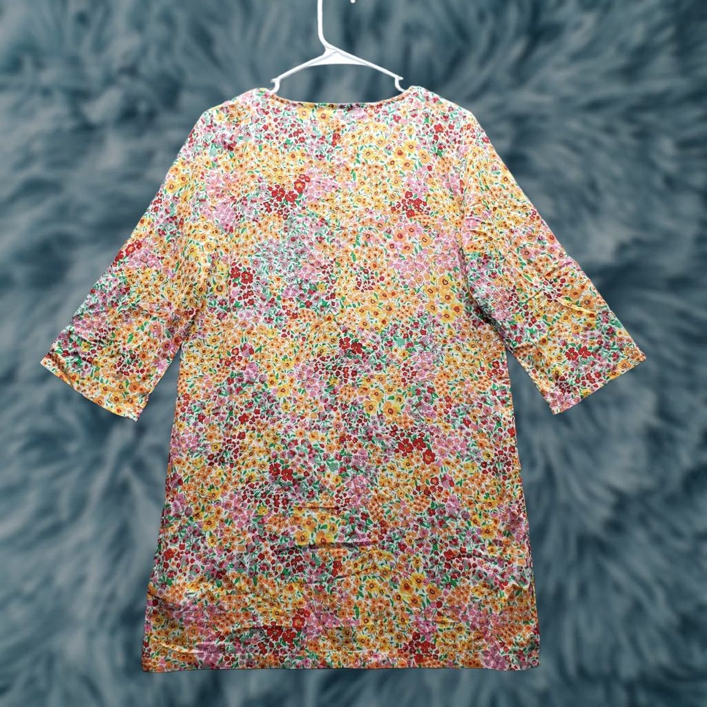 J.Crew J.CREW Shift Dress Womens XS Multicolor Floral 3/4 Sleeve Round Neck Tassel Tie Front sleeves? Size XS / US 0-2 / IT 36-38 - 1 Thumbnail