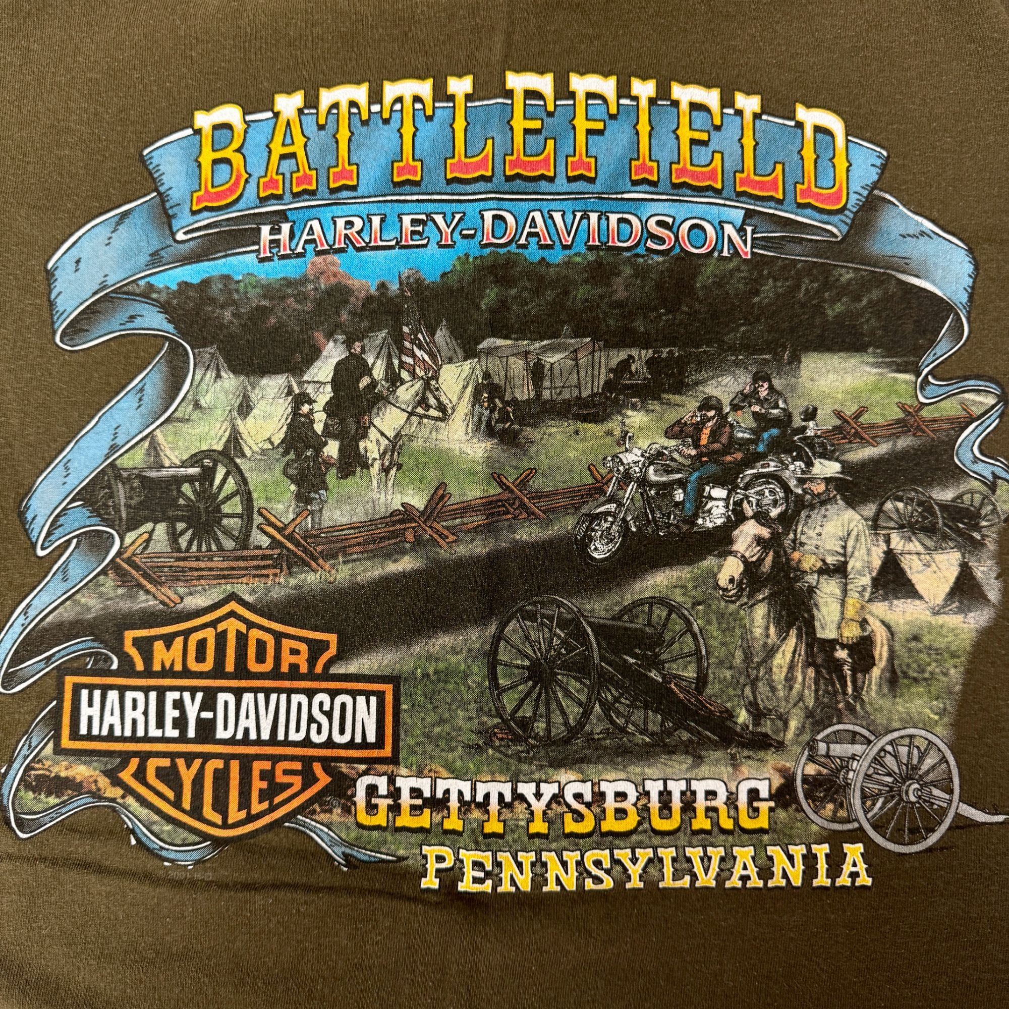 Harley Davidson BATTLEFIELD GETTYSBURG Pa LEGENDS NEVER DIE Motorcycle Biker Size US XL / EU 56 / 4 - 1 Thumbnail