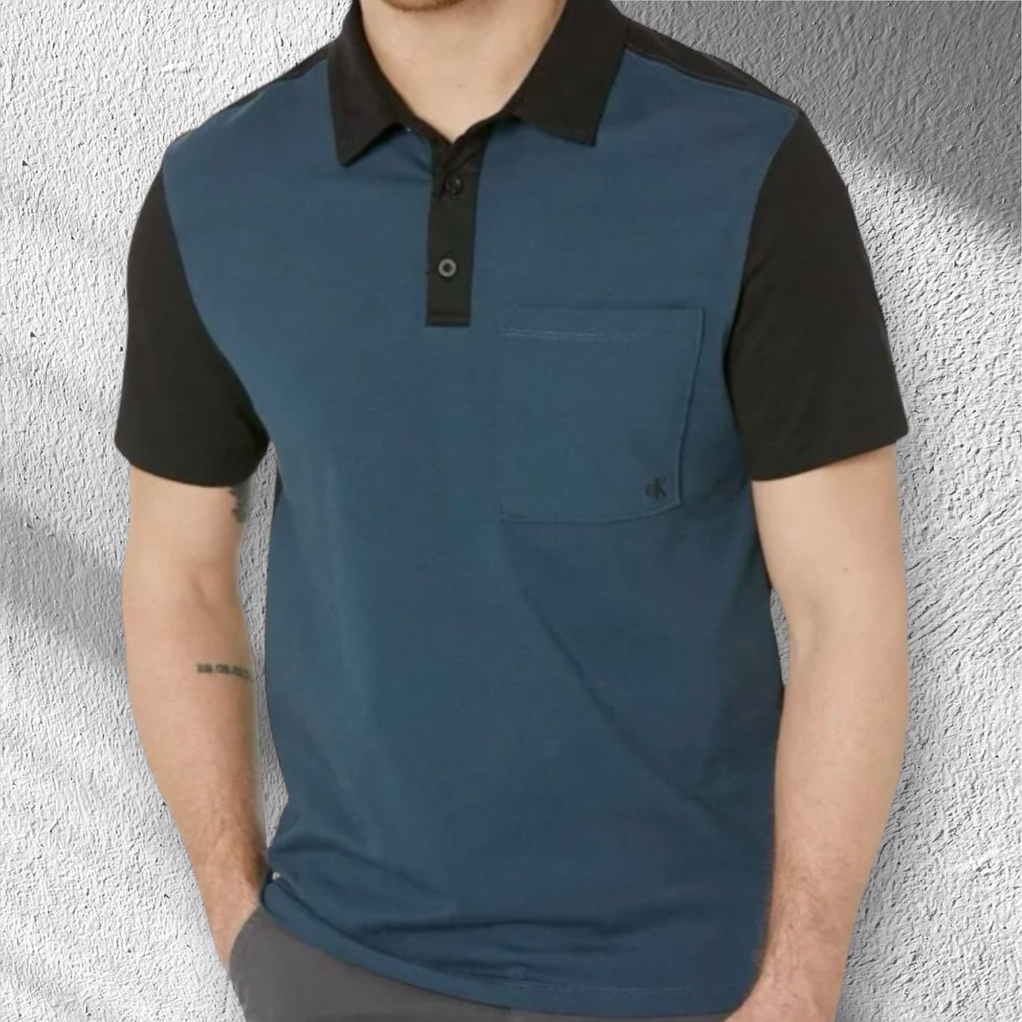 Calvin Klein Calvin Klein Blue/Black Colorblock Short Sleeve Polo - XXL Size US XXL / EU 58 / 5 - 1 Thumbnail