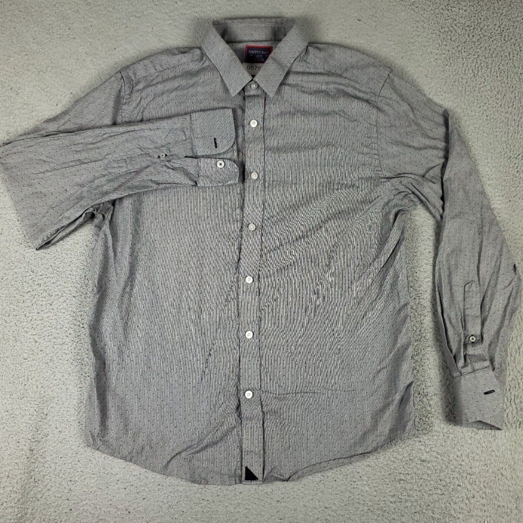 UNTUCKit VINTAGE UNTUCKit Men’s Shirt Long Sleeve Collared Button-Up Casual Classic Cotton Gray Large Size US L / EU 52-54 / 3 - 2 Thumbnail