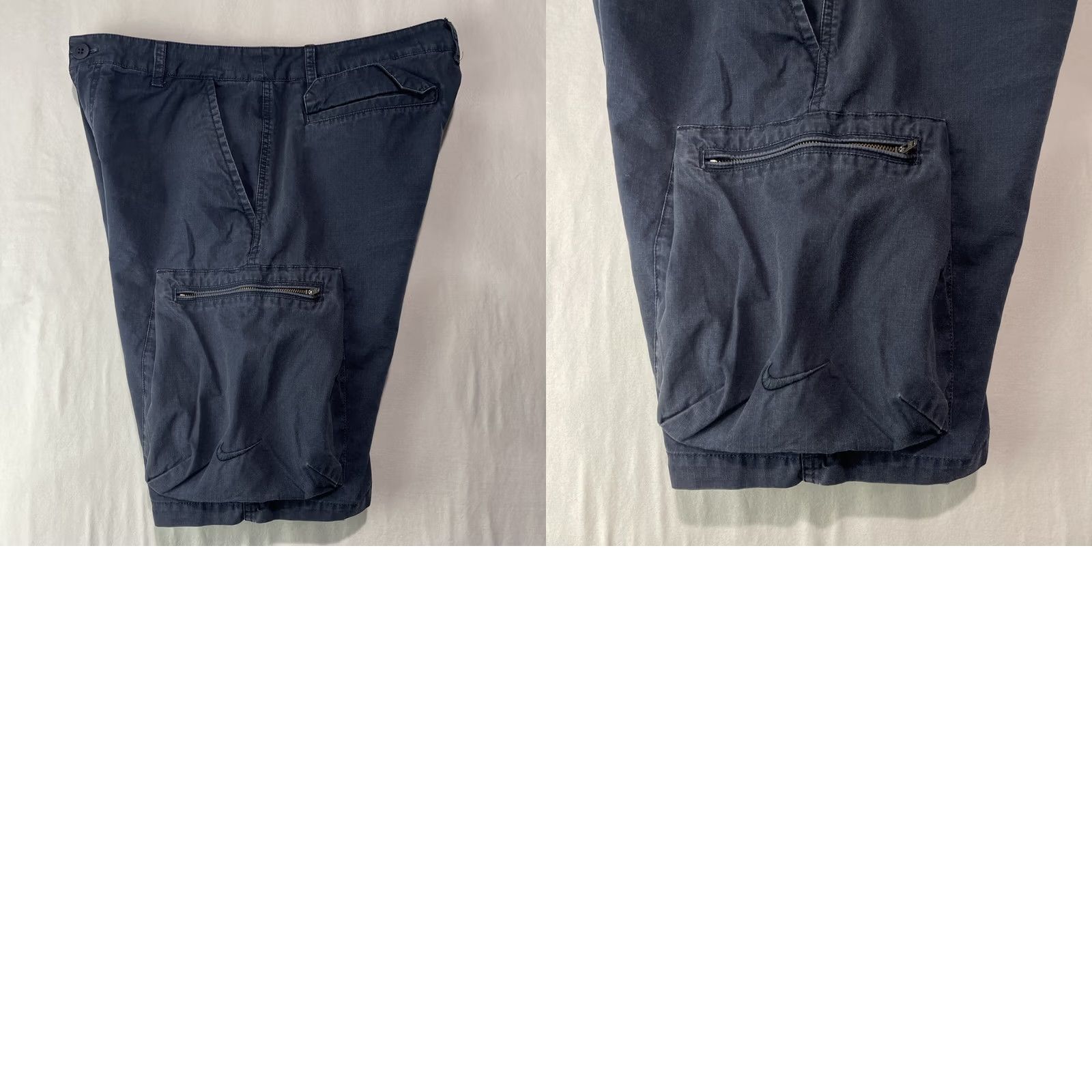 Nike Nike Cargo Shorts Mens 34 Large Navy Blue Swoosh Logo Button Zip Ripstop Size US 34 / EU 50 - 9 Thumbnail