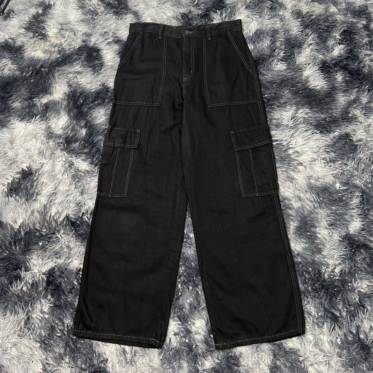 GU GU Wide Loose Baggy Denim Cargo Pants Size US 32 / EU 48 - 1 Thumbnail