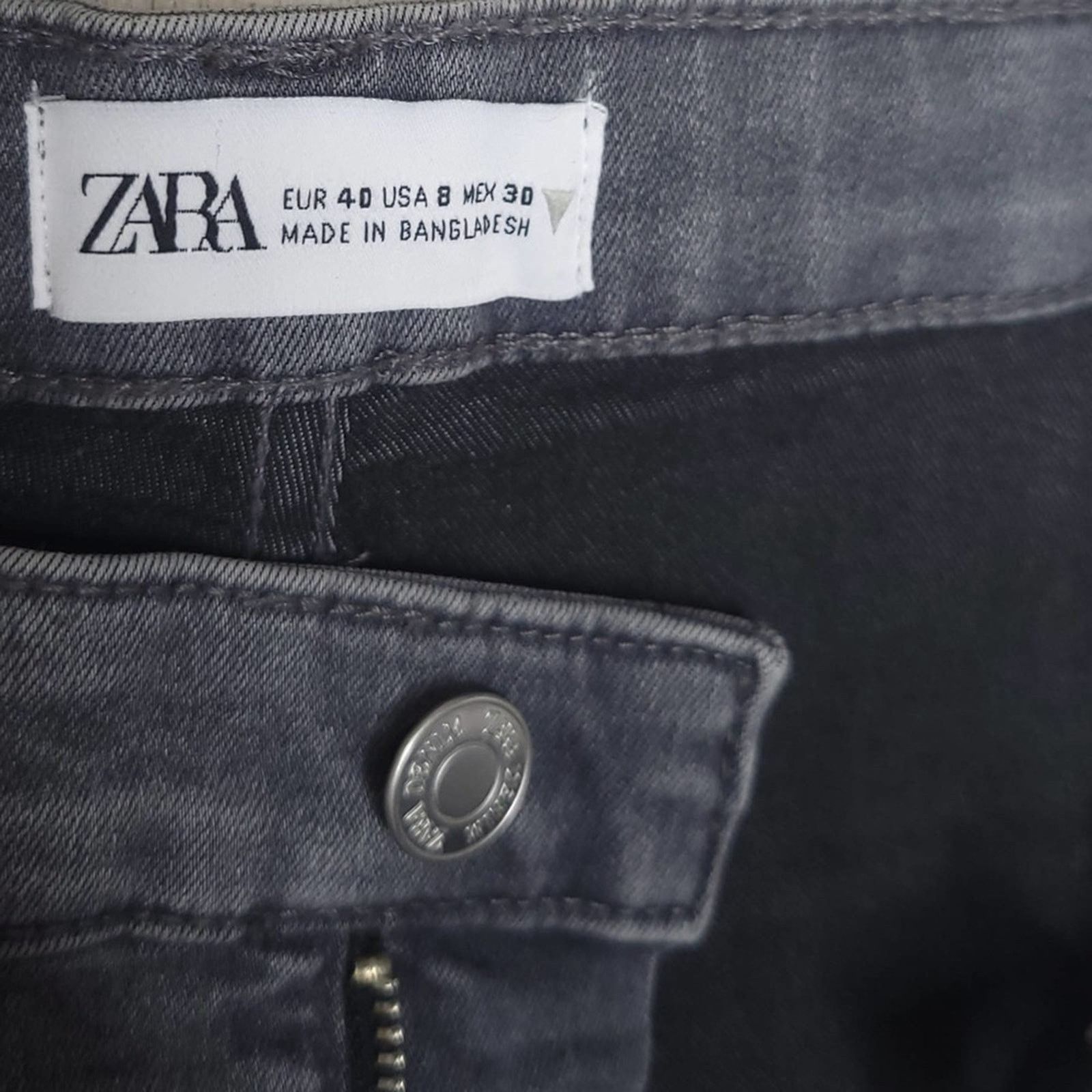 Zara Zara Gray High Rise Skinny Distressed Raw Hem Jeans Womens 8 Size 28" / US 6 / IT 42 - 4 Thumbnail