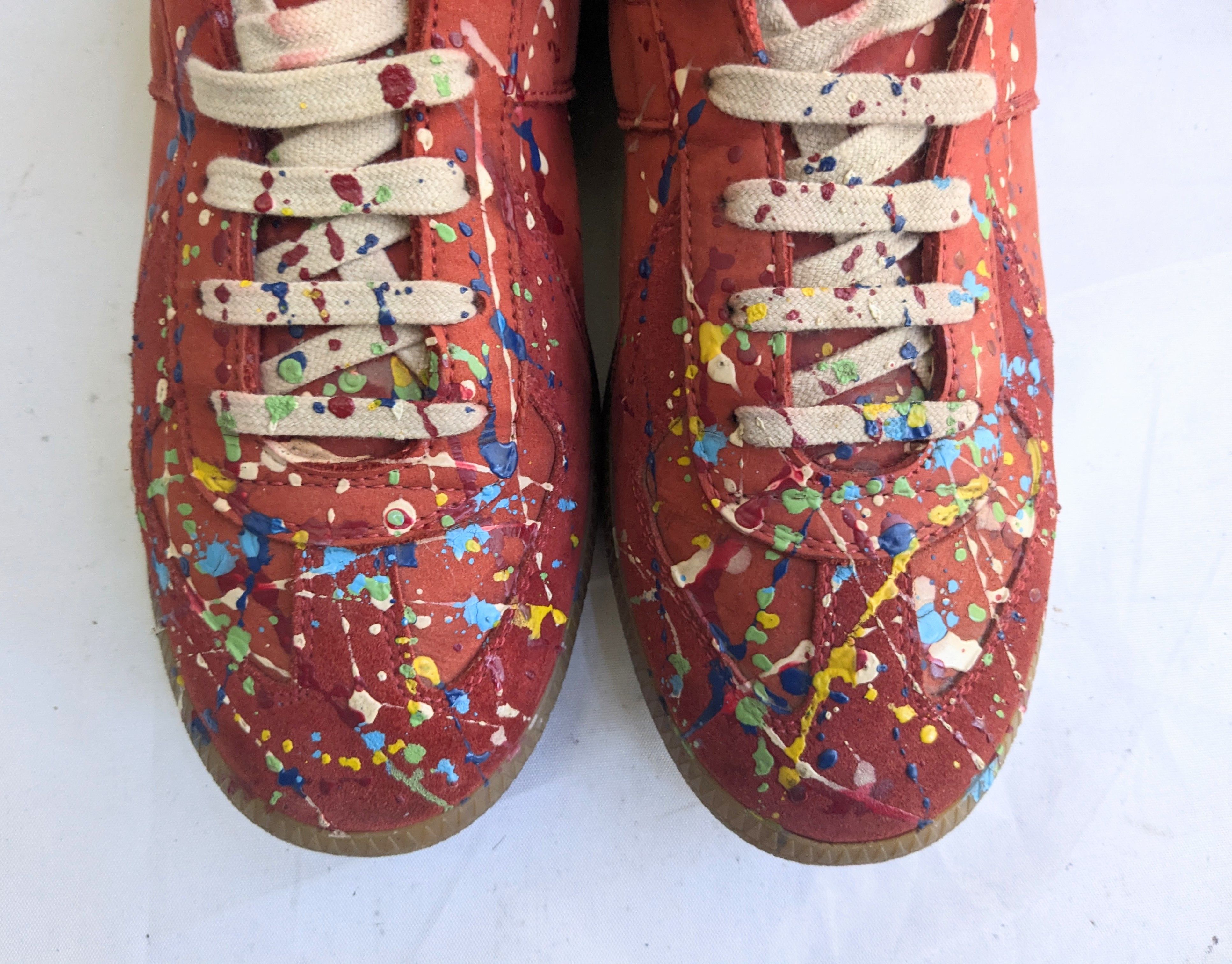 Maison Margiela Maison Margiela GAT Replica Red 10 43 Low Top Paint Splatter Size US 10 / EU 43 - 3 Thumbnail