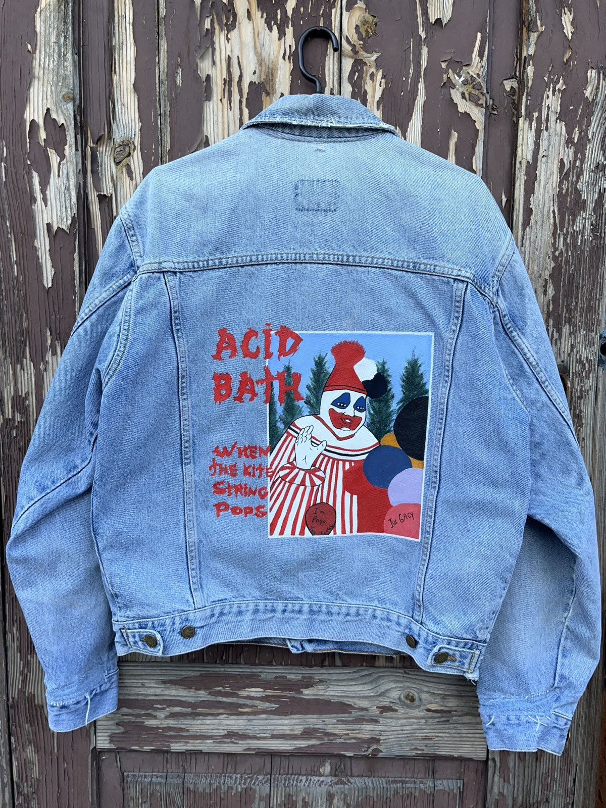 Lee Vintage Acid Bath Lee Distressed Custom Made Denim Jacket Size US L / EU 52-54 / 3 - 1 Thumbnail