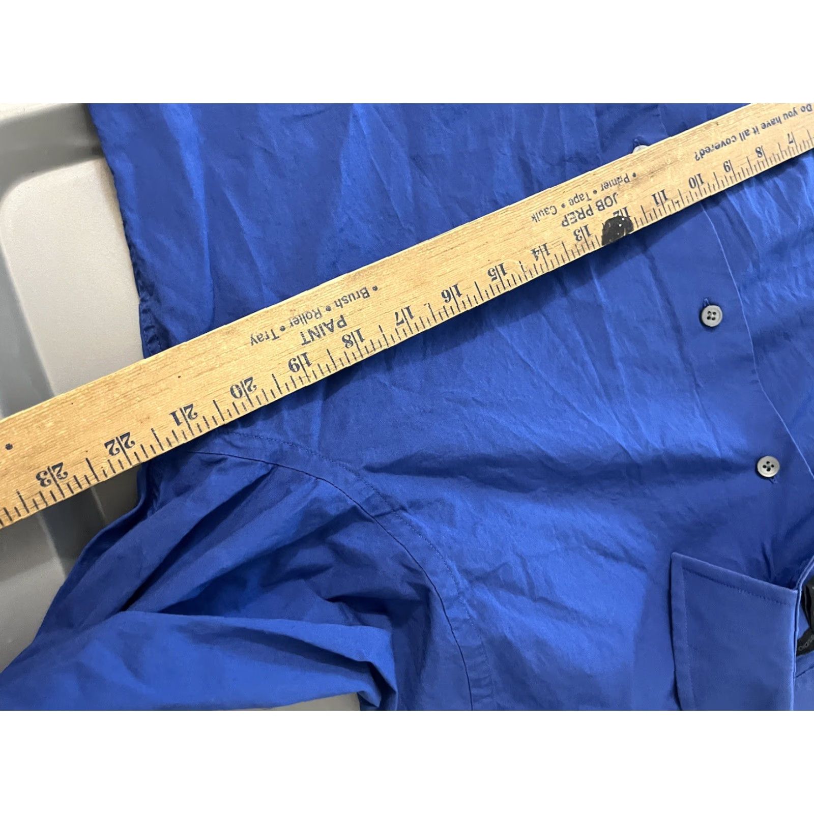 Express VINTAGE EXPRESS Dress Shirt Blue Solid 100% Cotton L Collar Point Long Sleeve Regular Mens Large Blue 16.5 Neck Modern Design Size 42R - 5 Thumbnail