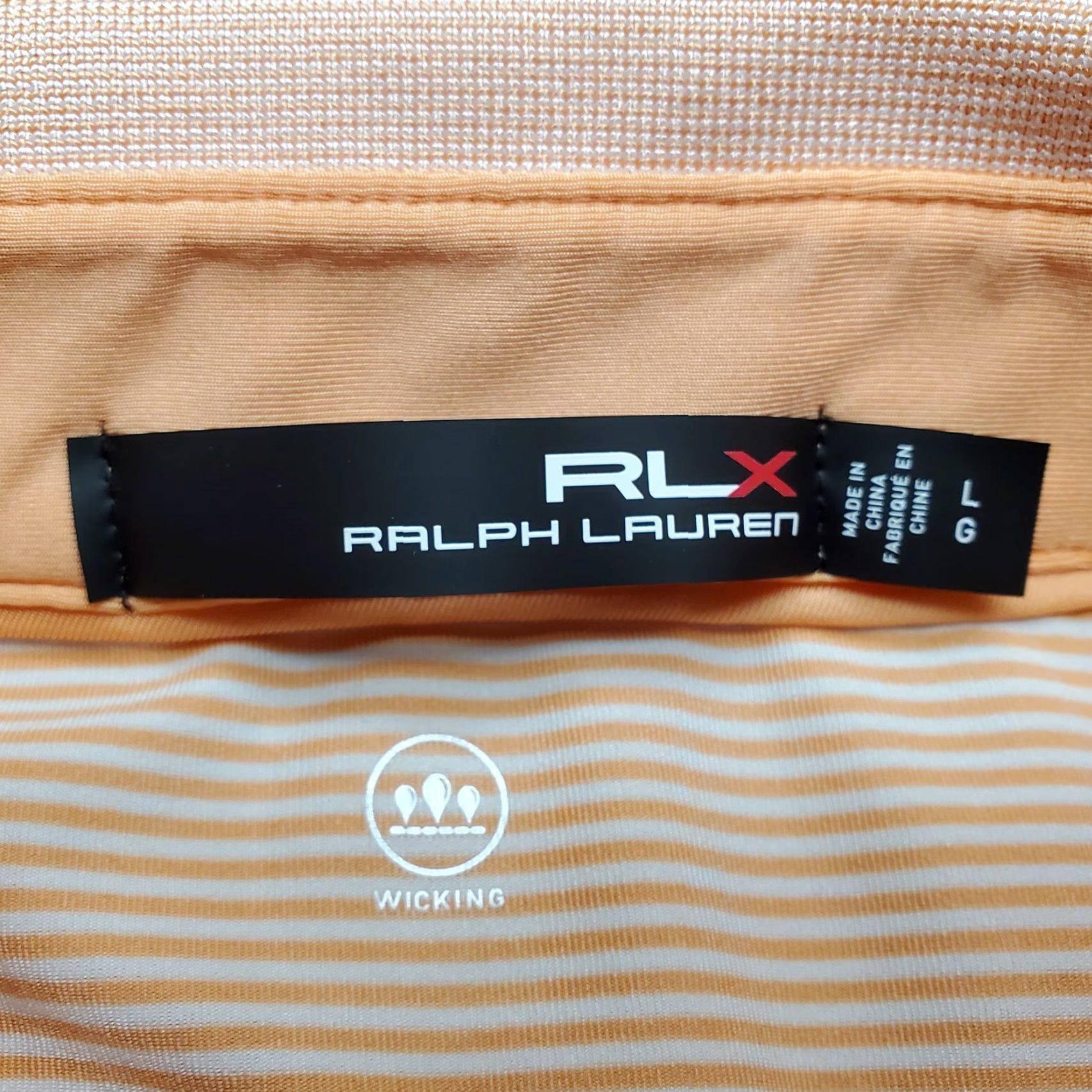Polo Ralph Lauren RLX Ralph Lauren Shirt Mens Large Salmon Stripe Polo Polyester Short Sleeve Golf Shirt Size US L / EU 52-54 / 3 - 5 Thumbnail