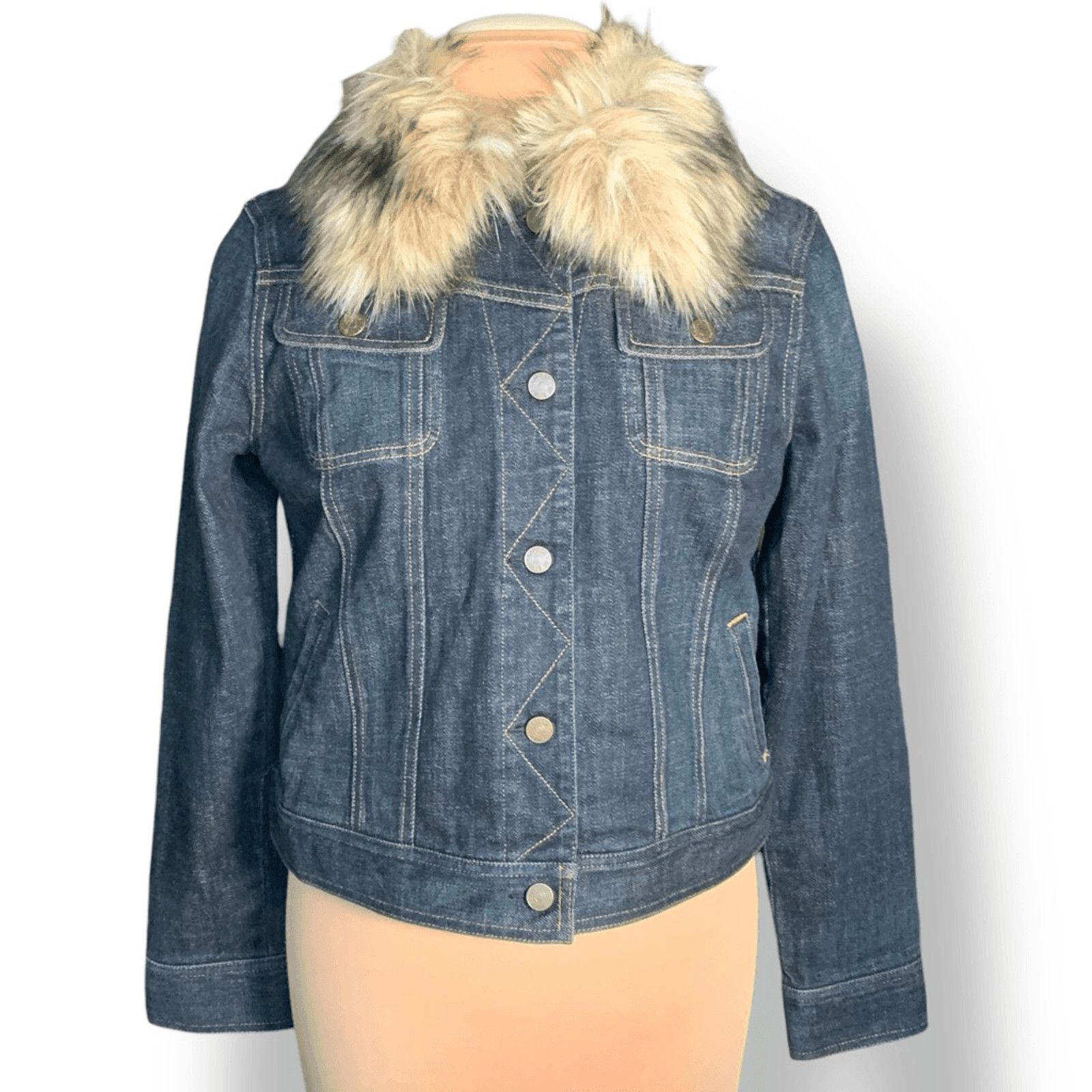 Vintage Vintage Ralph Lauren Denim Jacket Faux Fur Collar Western Size M / US 6-8 / IT 42-44 - 1 Thumbnail