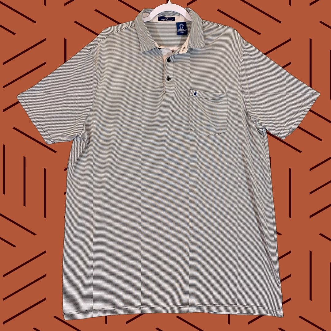 Vintage Simply Southern Mens 2XL Blue White Striped Pocket Golf Polo Shirt Casual Size US XXL / EU 58 / 5 - 1 Thumbnail