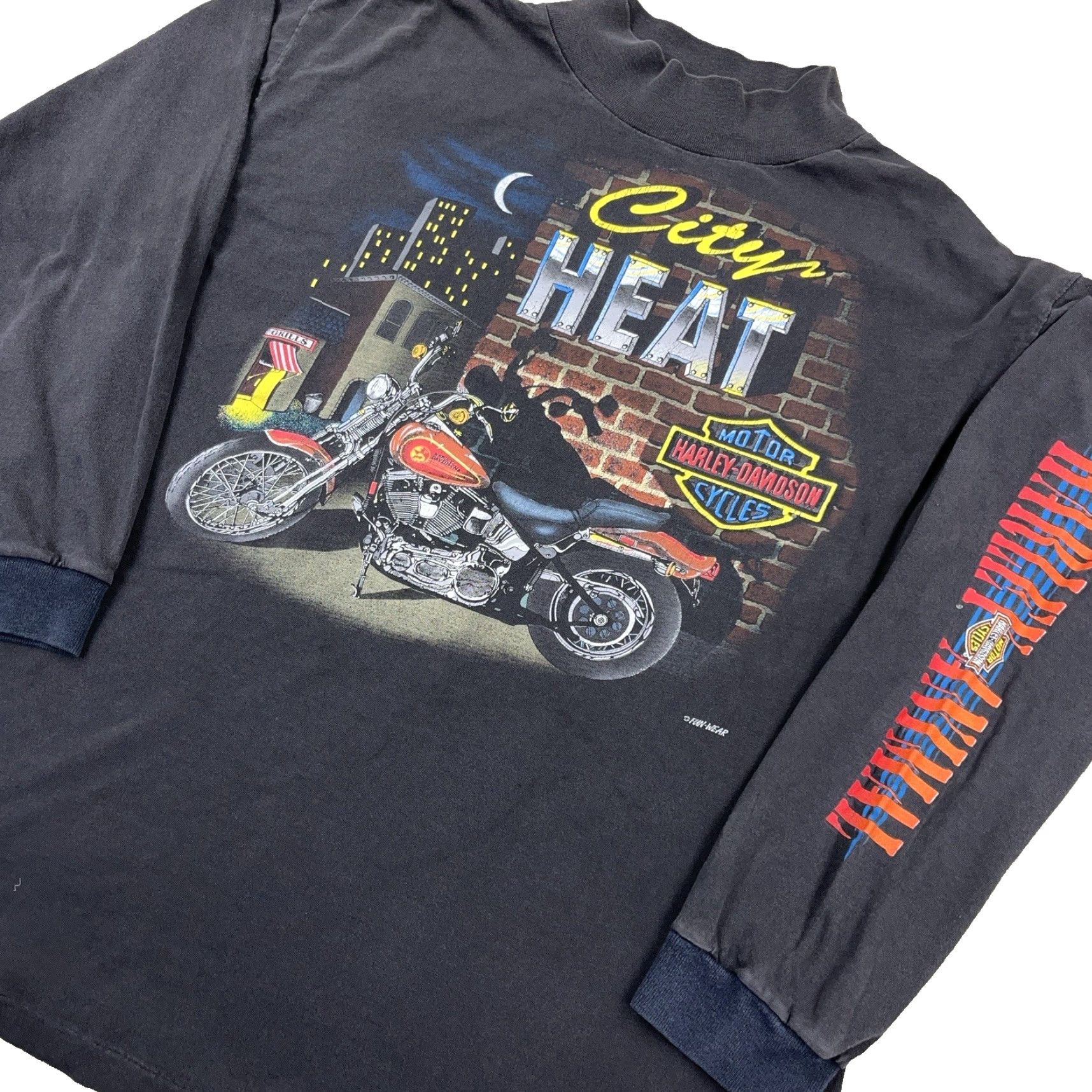 Harley Davidson VINTAGE Harley-Davidson Shirt Men L Black 90s Long Sleeve Graphic Print Logo City Nights Mens Large Black Harley-Davidson 90s Biker Retro Shirt Size US L / EU 52-54 / 3 - 2 Thumbnail