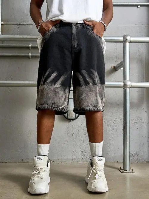 Jean EDGY graphic Y2K DRIP denim shorts jorts Size US 36 / EU 52 - 2 Thumbnail