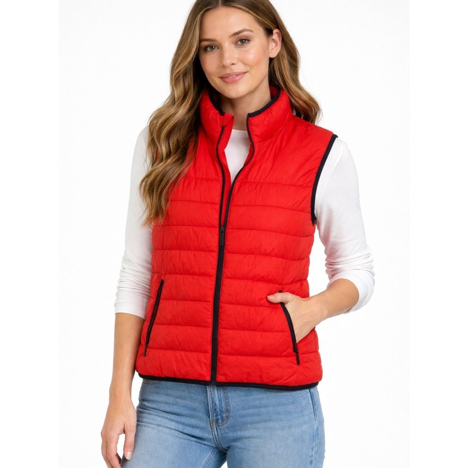 Perry Ellis Perry Ellis Red Quilted Puffer Vest with Black Trim Size US M / EU 48-50 / 2 - 4 Thumbnail