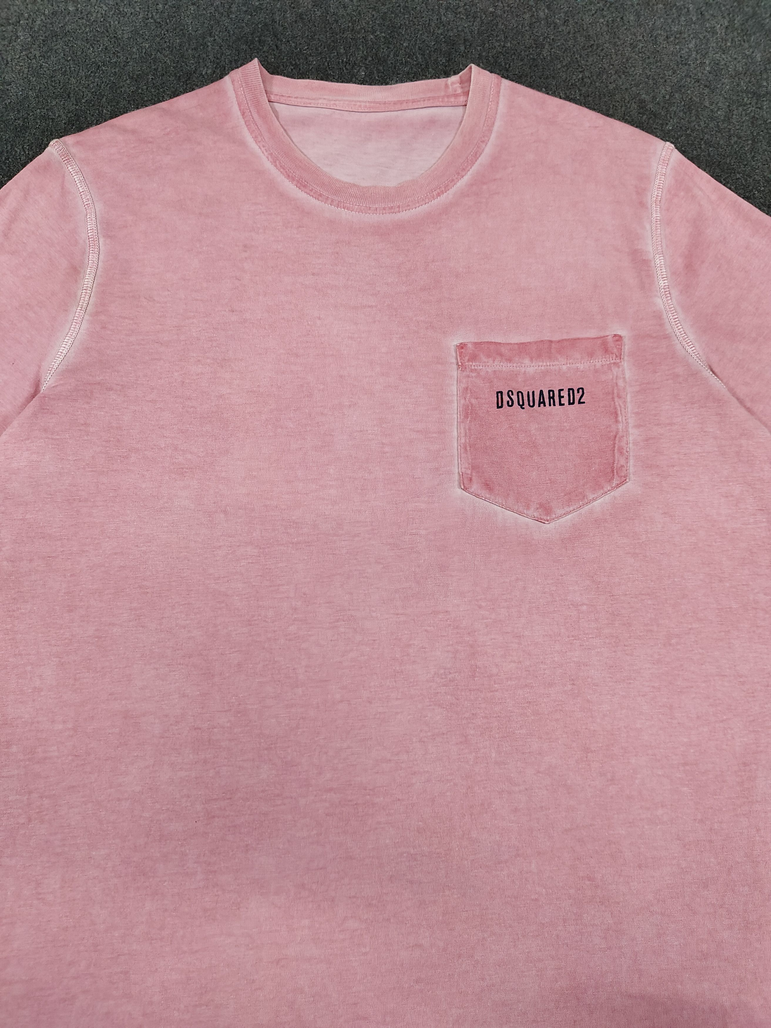 Dsquared2 Dsquared2- Pink Garment Dyed Slim Fit Pocket Tee Size US L / EU 52-54 / 3 - 2 Thumbnail
