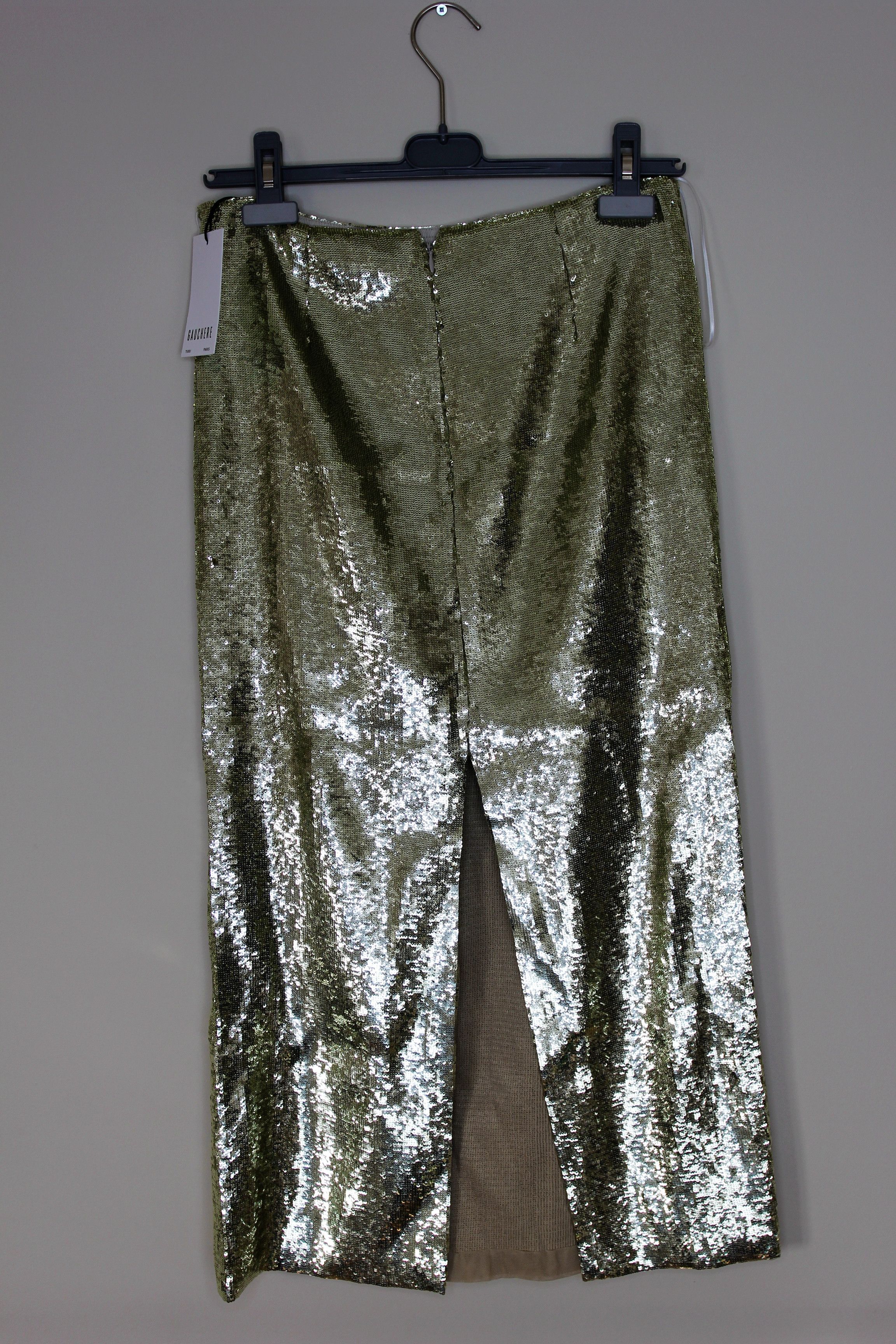 Other BNWT AW23 GAUCHERE GOLDEN SEQUIN MIDI SKIRT 36 Size 25" / US 0 / IT 36 - 3 Thumbnail