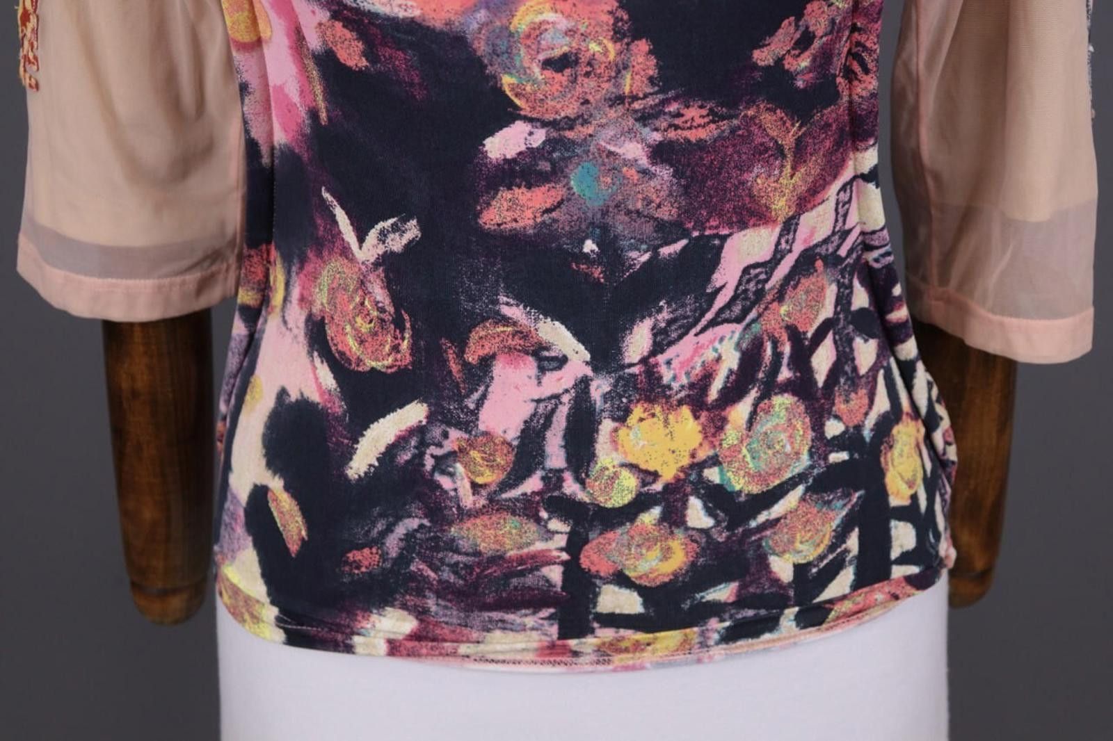 Designer Save the Queen Multicolour Floral Art Top Blouse Size M Size M / US 6-8 / IT 42-44 - 2 Thumbnail