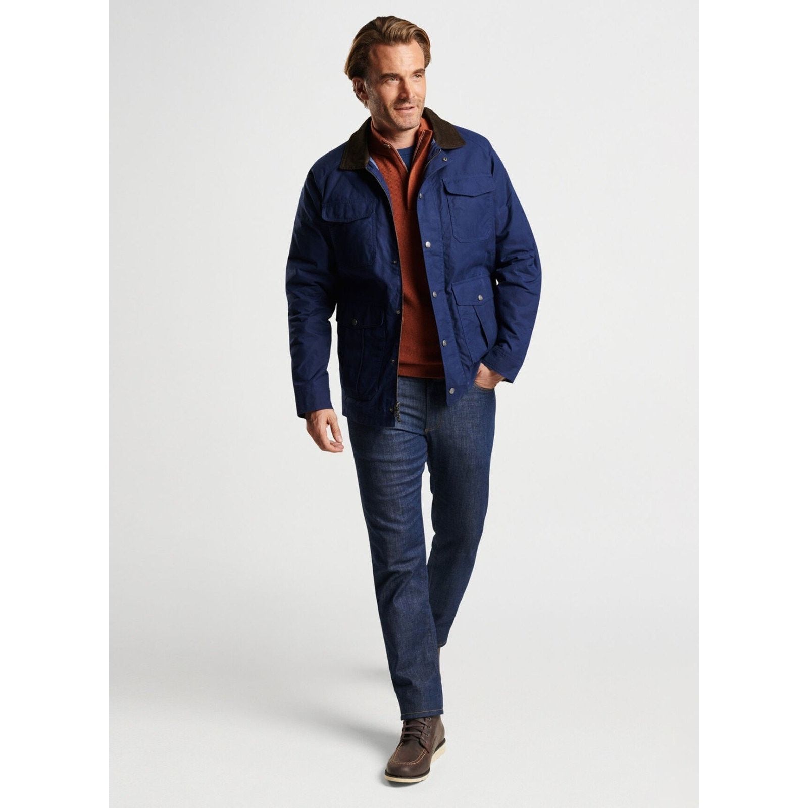 Peter Millar Peter Millar Waxed Cotton Safari Field Jacket - S Navy $348 Size US S / EU 44-46 / 1 - 2 Thumbnail