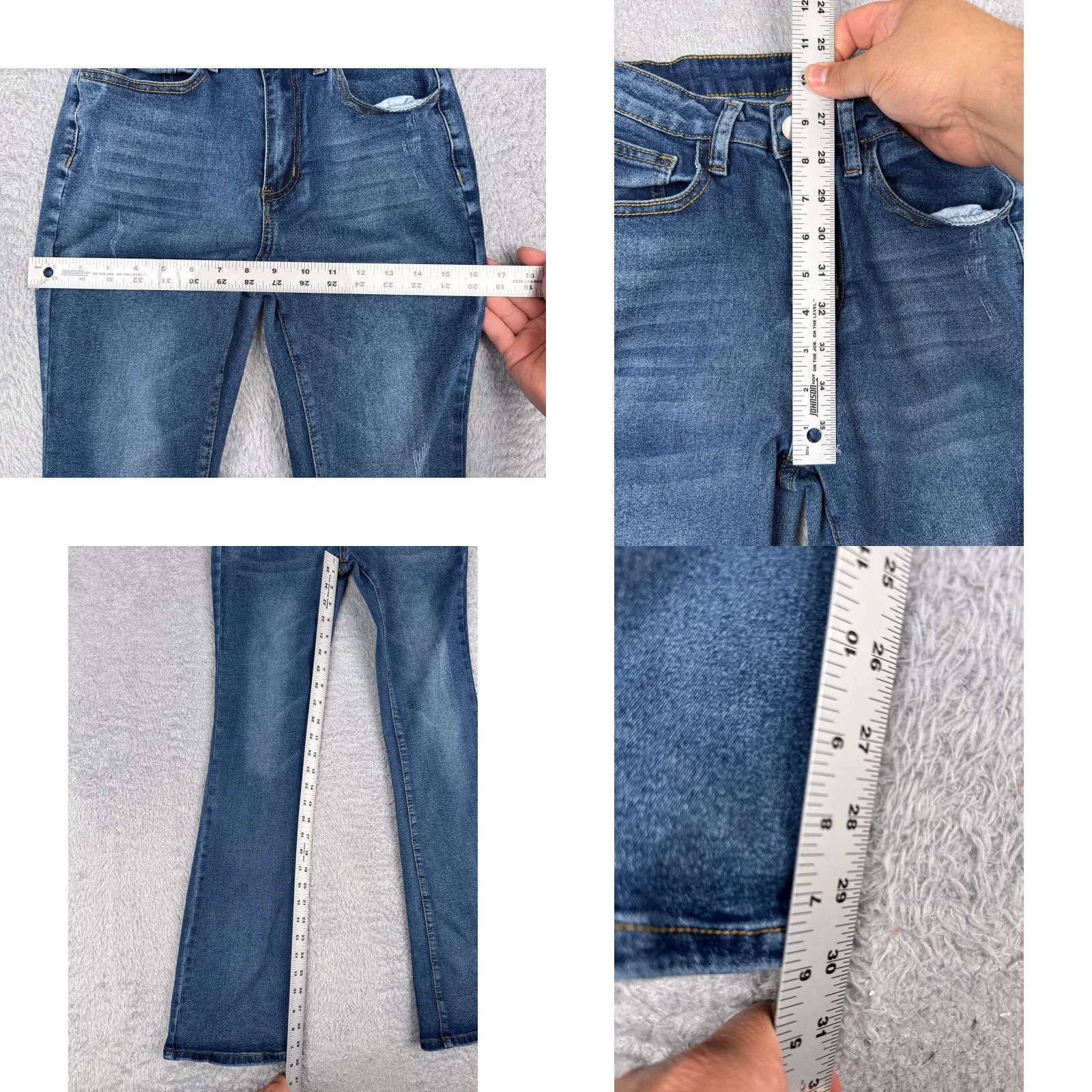 Shein SheIn Jeans Flared Denim Blue 26 30in Mid Rise Cotton Blend Stretch Regular Women Pants Vintage No Size 26" / US 2 / IT 38 - 8 Thumbnail