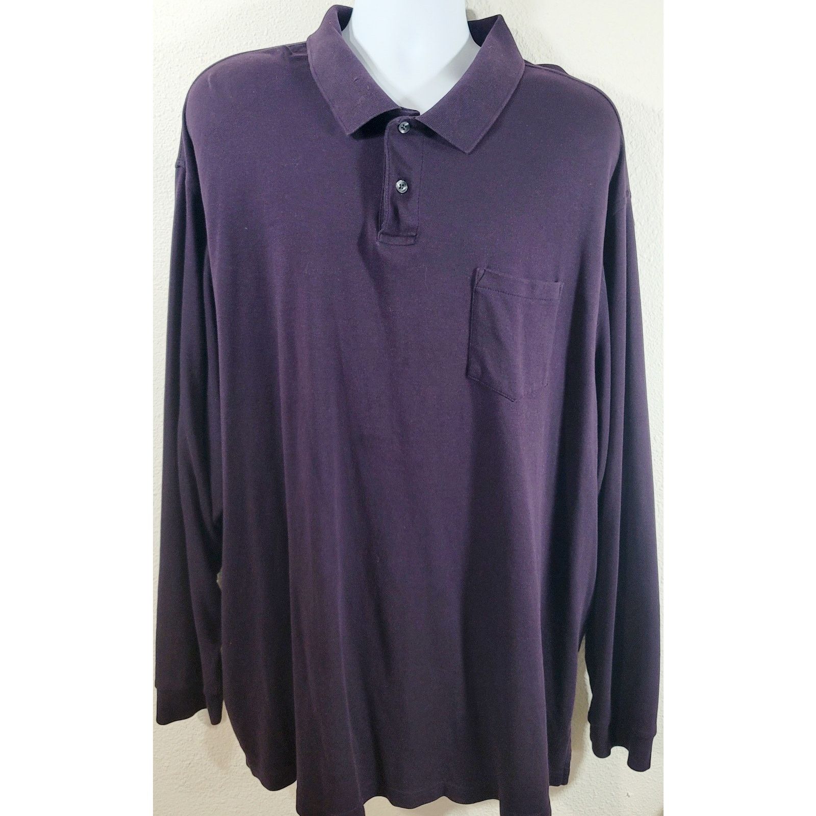 Roundtree & Yorke Roundtree Yorke Purple 2 Button Collar Henley Shirt 4XT Size US XXL / EU 58 / 5 - 1 Thumbnail