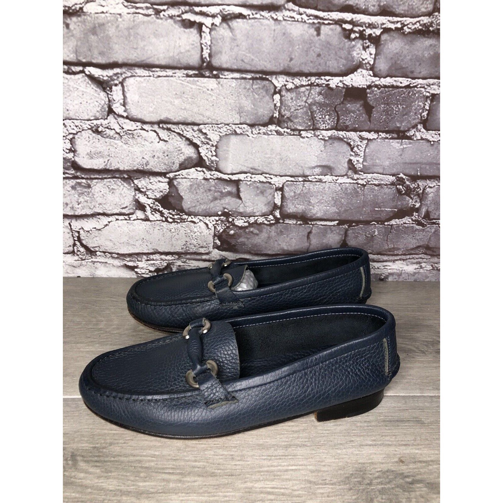 Guidi Guido Navy Blue Leather Slip On Horsebit Loafers Flats Shoes Size US 9 / IT 39 - 6 Thumbnail