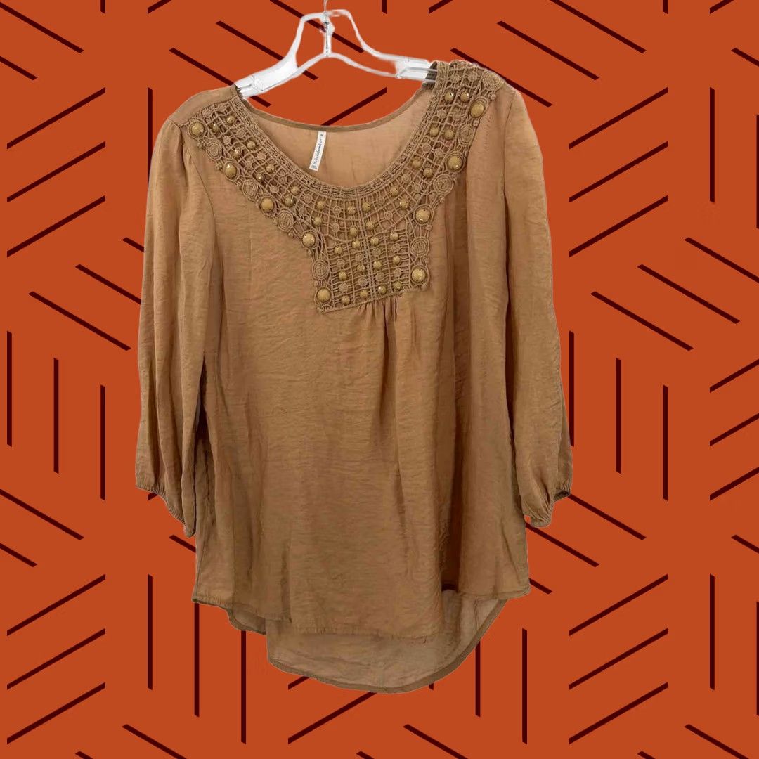 Vintage Passport Tan Blouse Size Medium Size M / US 6-8 / IT 42-44 - 1 Thumbnail