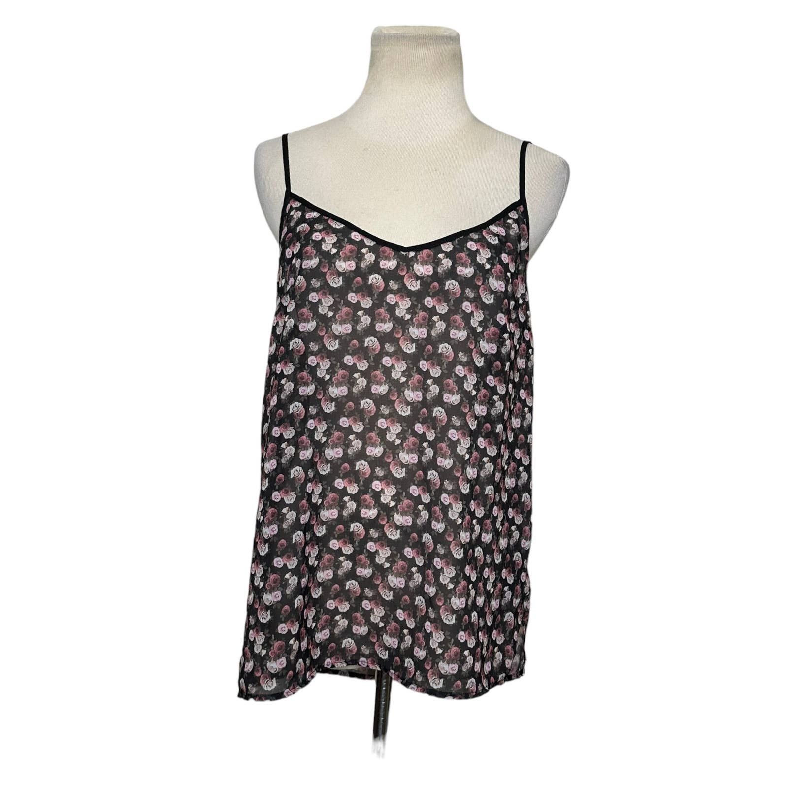 Divided Divided black floral semi sheer open back casual cami size 8 Size M / US 6-8 / IT 42-44 - 1 Thumbnail
