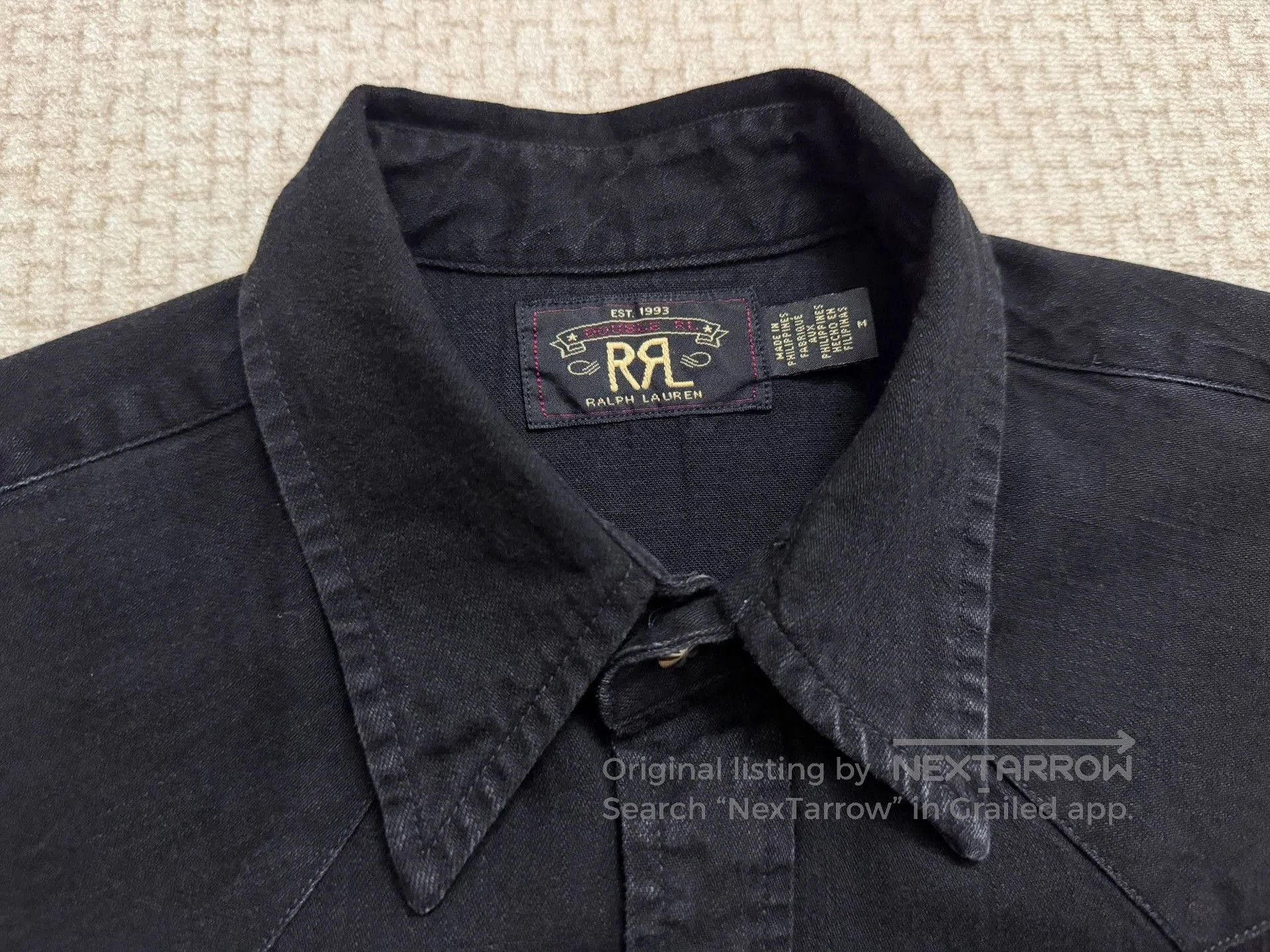 RRL Ralph Lauren RRL Classic Indigo Cotton Western Shirt. Size US M / EU 48-50 / 2 - 3 Thumbnail
