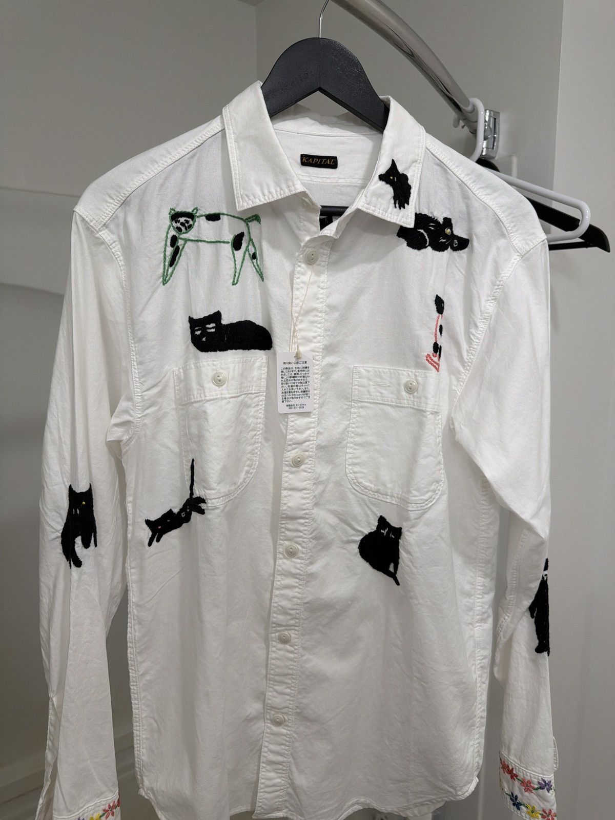 Kapital Kapital Chambray Work Shirt Black Cat Embroidery Size US M / EU 48-50 / 2 - 1 Thumbnail