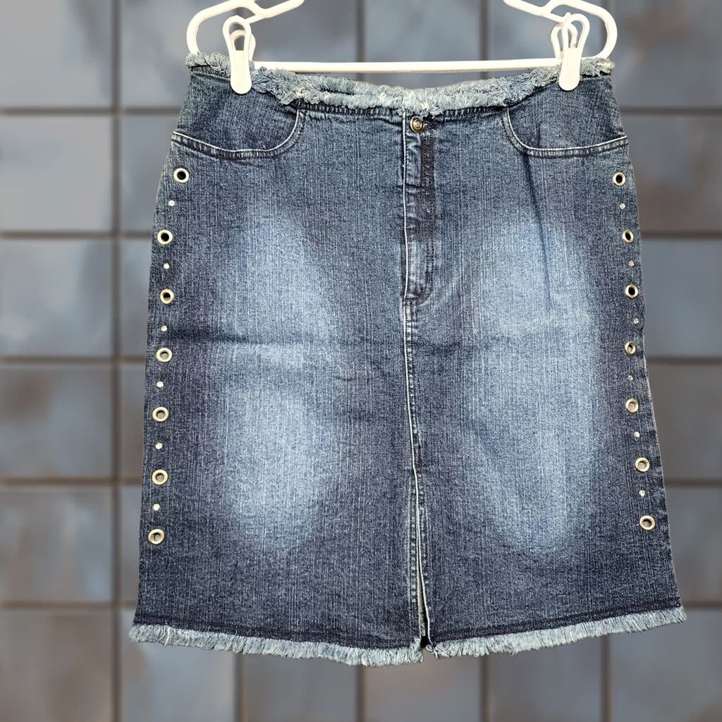 Vintage VINTAGE L.A. Blues Skirt Women 14 Blue Denim Stretch Casual 90s Y2K Size 36" / US 14 / IT 50 - 1 Thumbnail