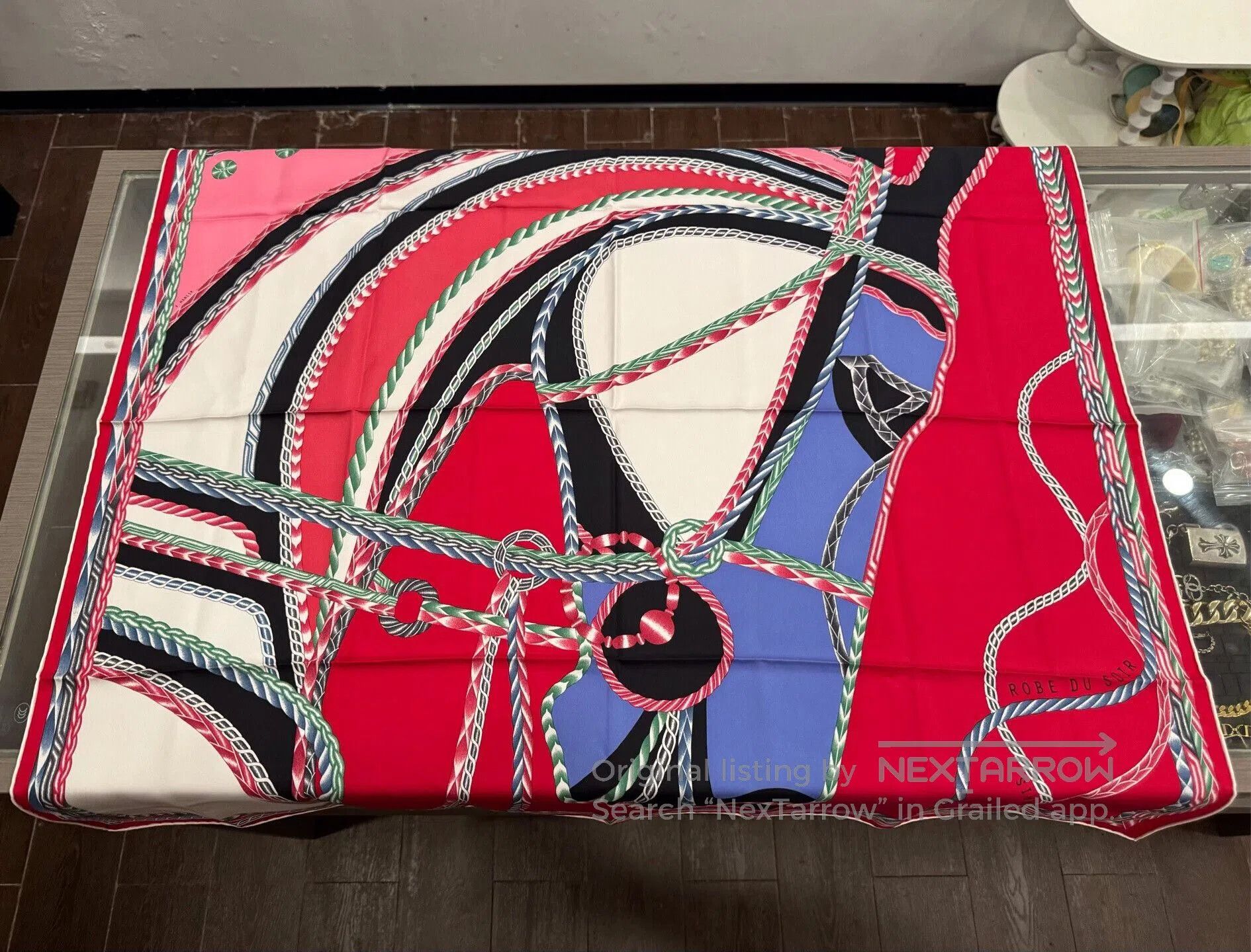 Hermes Hermes Red Horse Head Silk Scarf. Size ONE SIZE - 4 Thumbnail