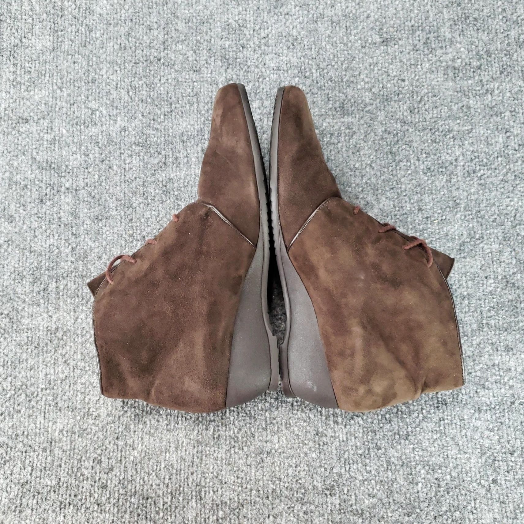 Vintage Munro American Boots Women US Womens 9 Brown Suede Ankle Wedge Booties Lace Up Size US 9 / IT 39 - 7 Thumbnail