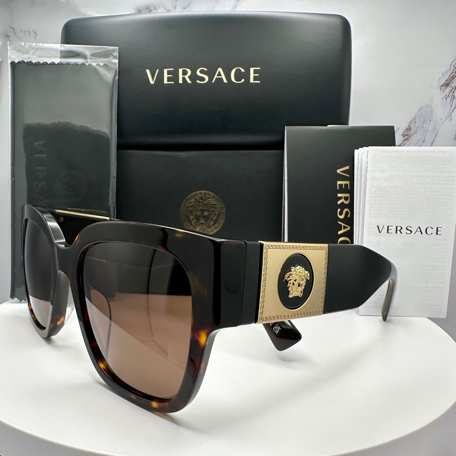 Versace NEW VERSACE Sunglasses Brown Black Gold Medusa Metal Size ONE SIZE - 11 Thumbnail