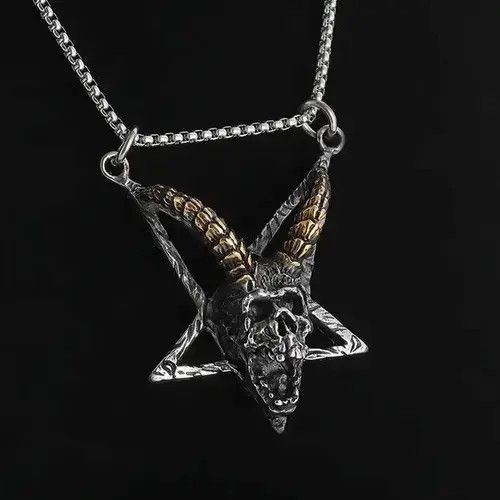 Jewelry Gothic Skull Horns Necklace Size ONE SIZE - 4 Thumbnail