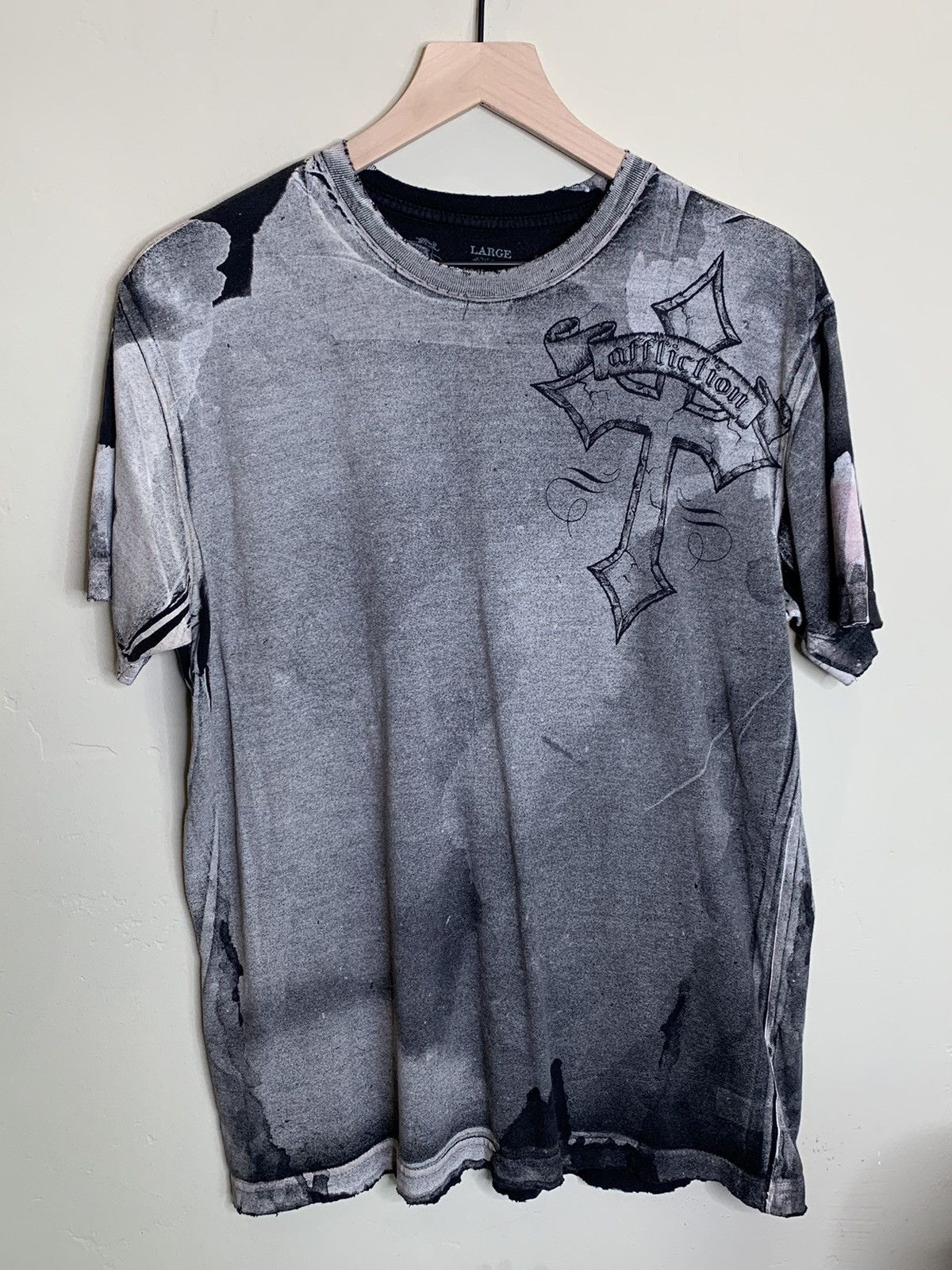 Affliction × Vintage *RARE* Vintage Affliction USA-Made Distressed Faded T-Shirt Size US L / EU 52-54 / 3 - 1 Thumbnail