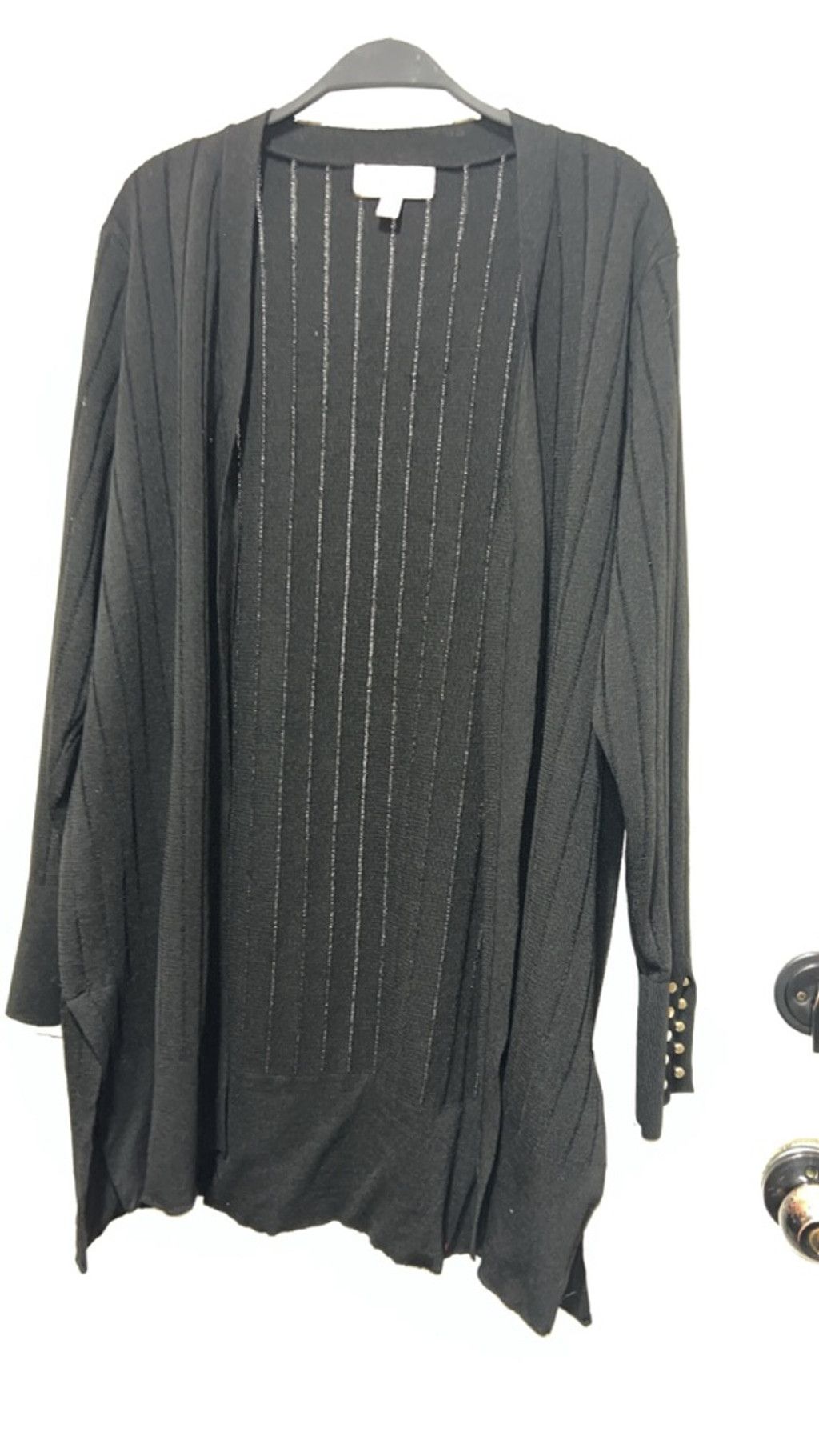 Philosophy di Lorenzo Serafini Women's Philosophy Black Ribbed Cardigan XL with Gold Button Size XL / US 12-14 / IT 48-50 - 1 Thumbnail